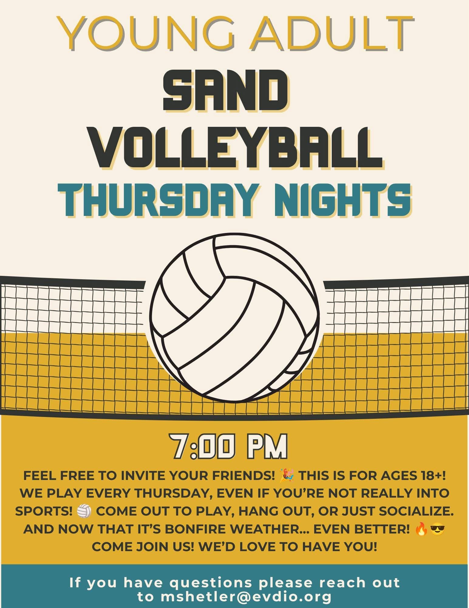 Thursdays – Young Adult Sand Volleyball | St John, Daylight