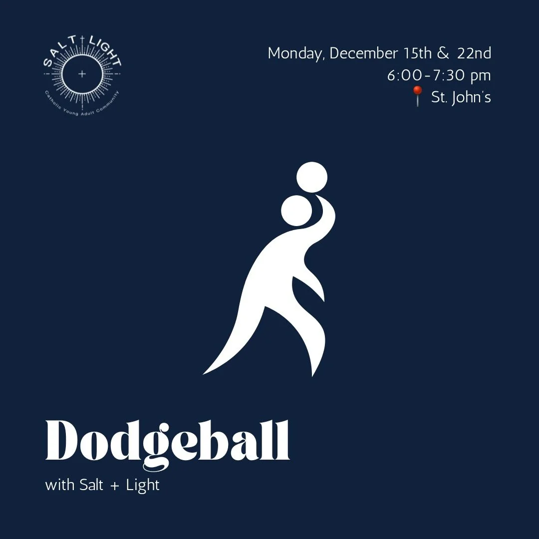 Dodgeball This Month!

Join us for dodgeball&nbsp;this month! Come play, have fun, and enjoy some friendly competition!

📅&nbsp;Dates:
Monday December 15th
Monday December 22nd

⏰&nbsp;Time:&nbsp;6:00 PM &ndash; 7:30 PM
📍&nbsp;Location:&nbsp;St. Jo