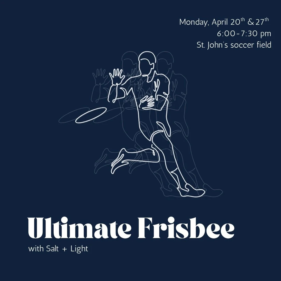 🚨 Ultimate Frisbee! 🚨

Who&rsquo;s ready to play? 🥏

📍 St. John&rsquo;s soccer field
🕡Monday, April 20th 6:00pm-7:30pm
🕡Monday, April 27th 6:00pm-7:30pm

Come run, toss, and have some fun with us!