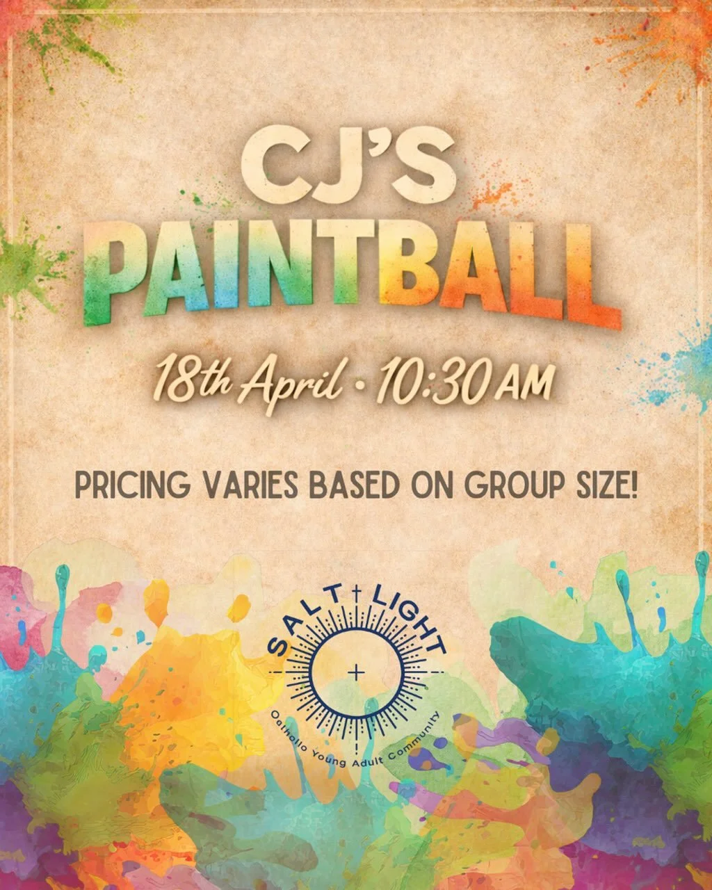 Next excursion 

CJ&rsquo;s Paintball
April 18th @ 10:30AM

About $50 per person if we get at least 10 people (discount depends on group size)

RSVP on Band by Wednesday!!
