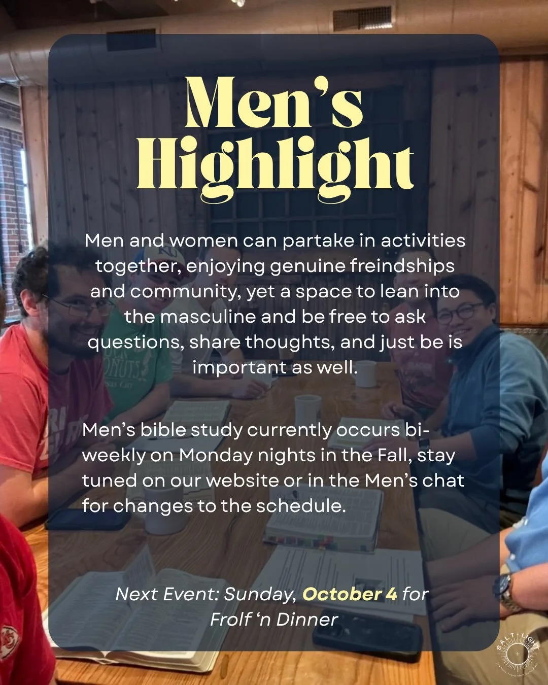 While equal in dignity, men and women are different, so it is important to create space to honor those differences.  Spaces where each can feel comfortable, supported, and free to be authentically themselves without worrying what the other might thin