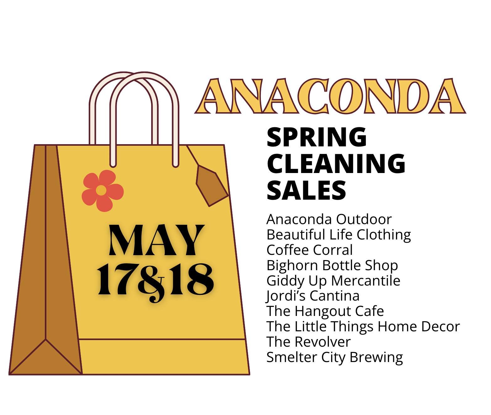 Spring Cleaning Sales are happening in Anaconda this weekend (May 17th &amp; 18th)! 
✨🛍
 You don't want to miss this communit- wide event and the incredible discounts our local participating businesses are offering! Join the fun, support local and s