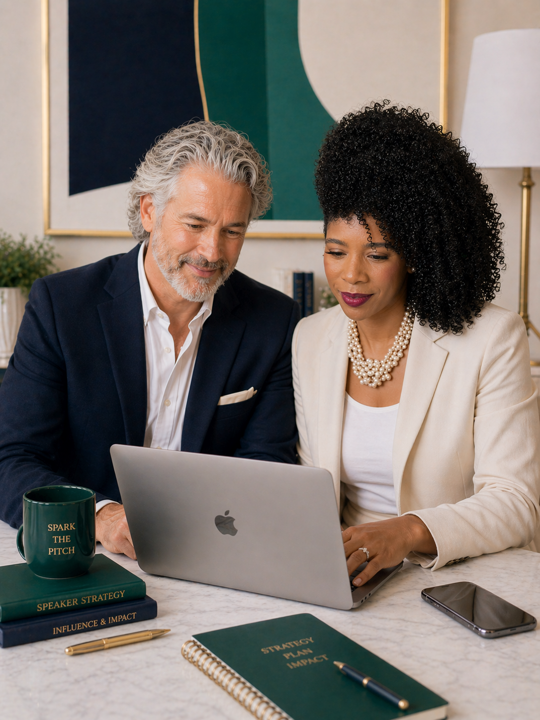 A woman in a pink blazer is speaking in a video recording studio, with professional lighting and a microphone overhead, by a window with blinds.
