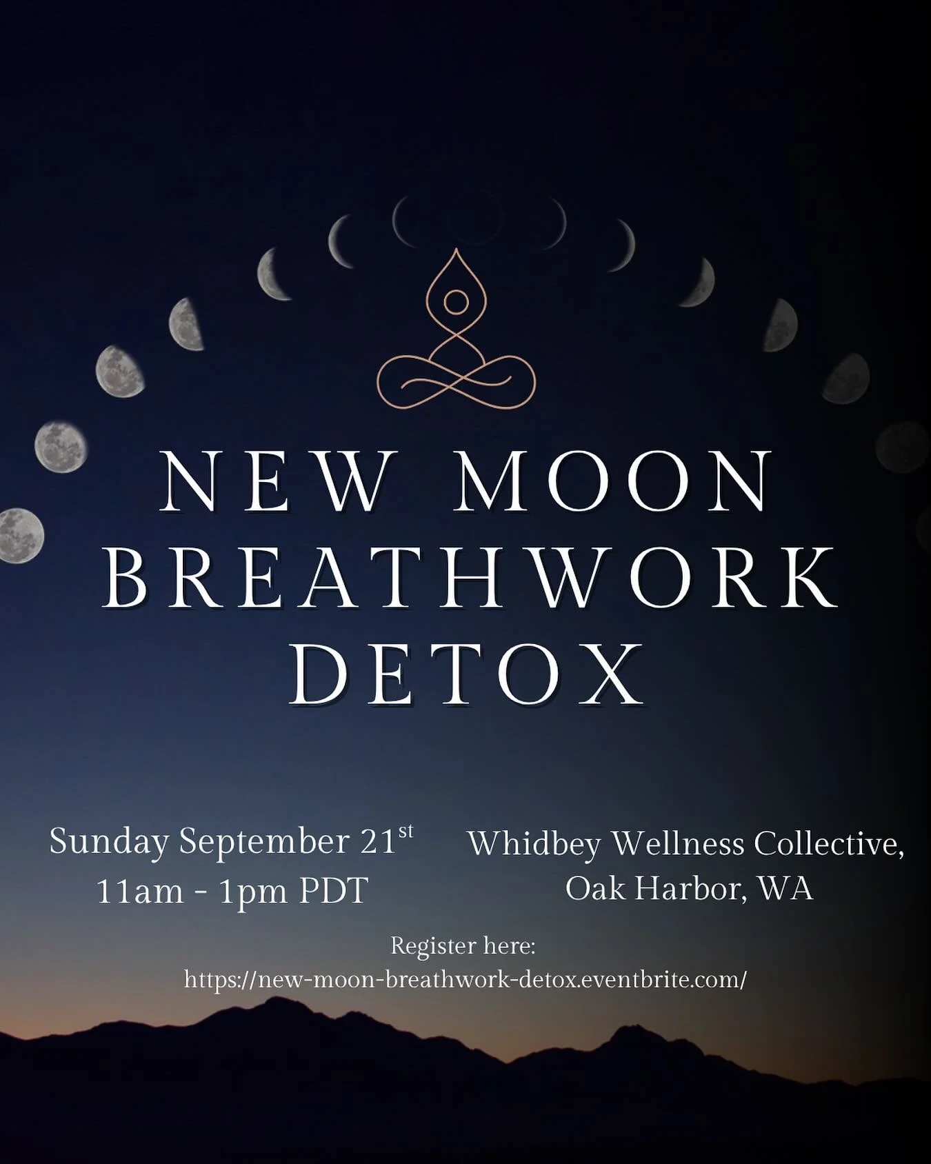 ✨EVENT ALERT: NEW MOON BREATHWORK✨

Join me under the September New Moon for a powerful breathwork session that will help you detox, reset your energy, and reclaim your inner power.

This transformative Breathwork experience will be held at the Whidb