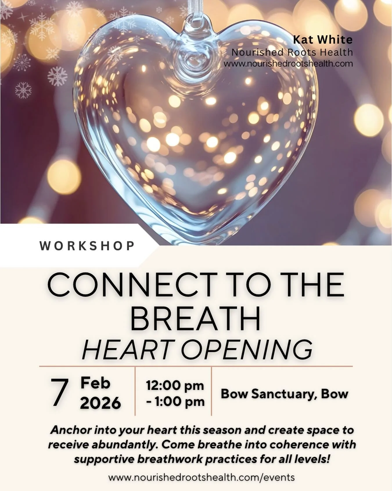 💗2/7 BREATHWORK EVENT: HEART OPENING💗

Join me for our next Connect To The Breath class at beautiful @bowsanctuary on Feb 7th as we reconnect to our heart center. 💗

As we step further into 2026, the need to anchor into our own truth &amp; energy 