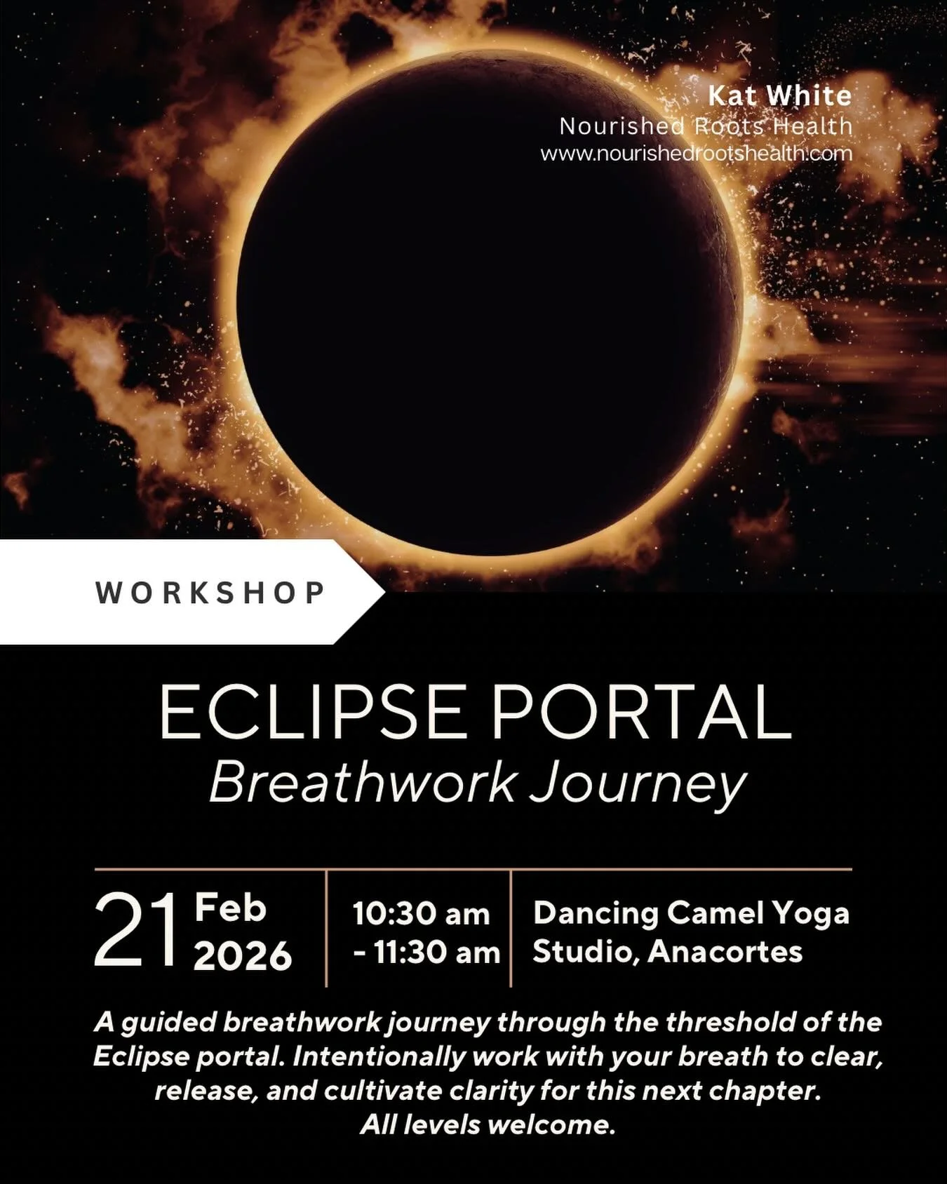 🌚🔥EVENT ALERT: 2/21 ECLIPSE PORTAL

If you&rsquo;re already feeling the shift&hellip;you&rsquo;re right on time. ❤️&zwj;🔥

Join me on Saturday for our next community Breathwork event as we tap into this powerful eclipse portal!

Date: Saturday Feb