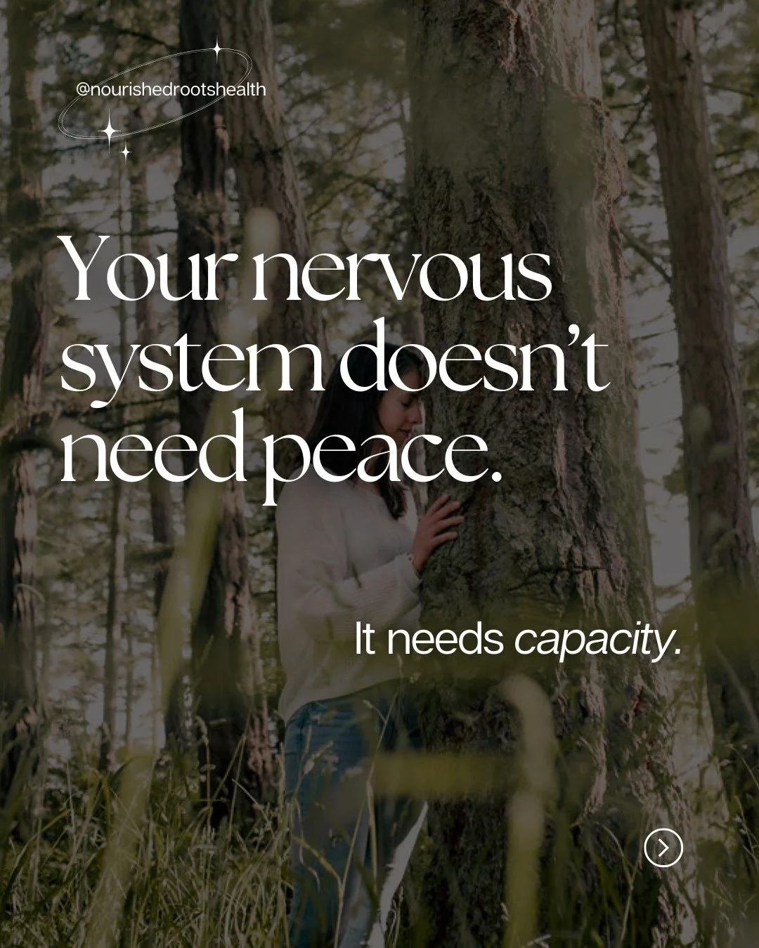 ⚡The wellness industry lied to you. 

Peace was never the goal. CAPACITY is. 

This is something I've had to learn and relearn throughout my lifetime.
Something I've had to grapple with as life lifed, as chaos ensued, as my circumstances changed and 