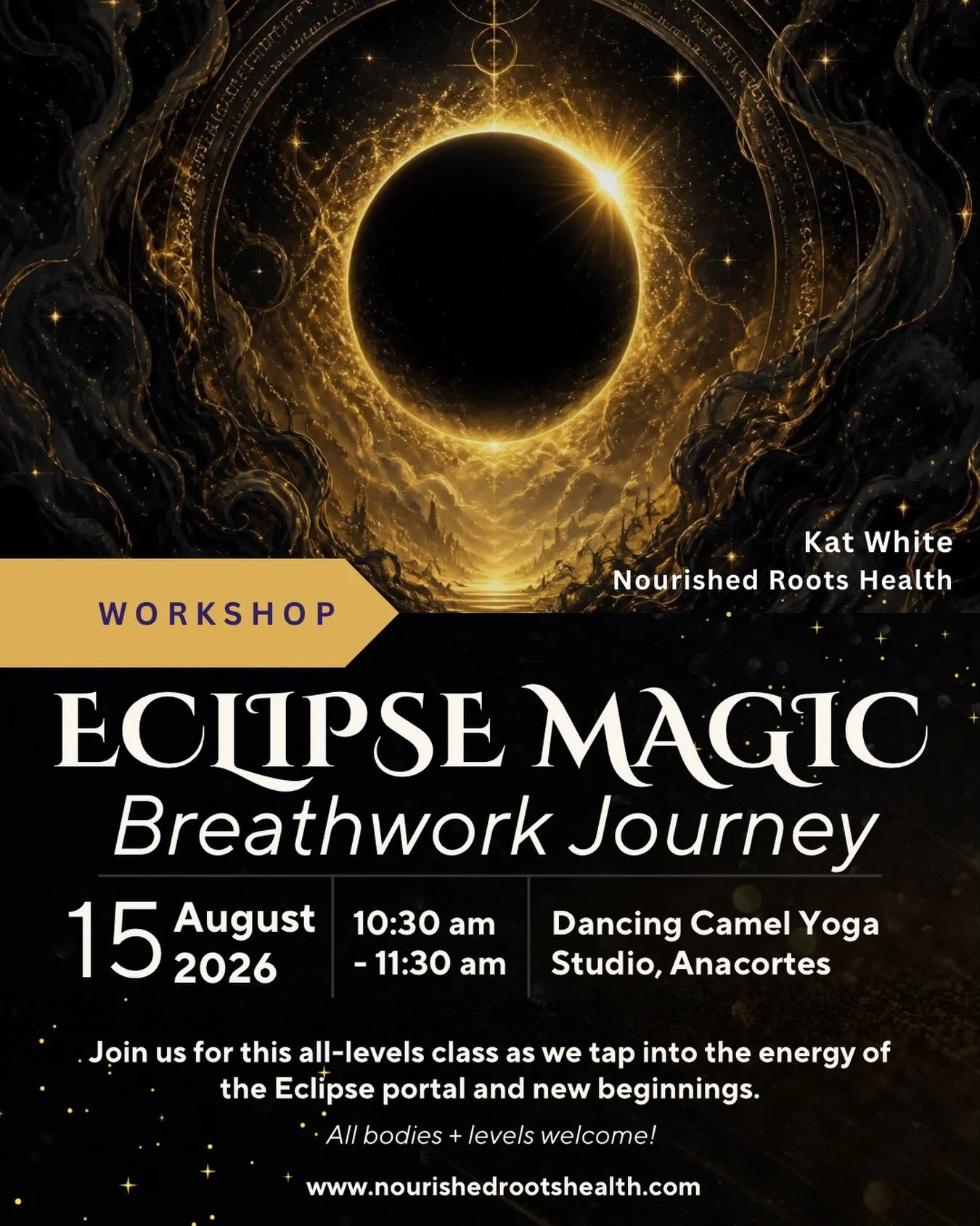 🌚Can you feel it?

Eclipse Season is here and it&rsquo;s an extra potent one this time with so much energy in Leo already! 🔥🔥🔥

Join me for our next community breathwork journey this Saturday, August 15th, at The Dancing Camel in Anacortes as we 