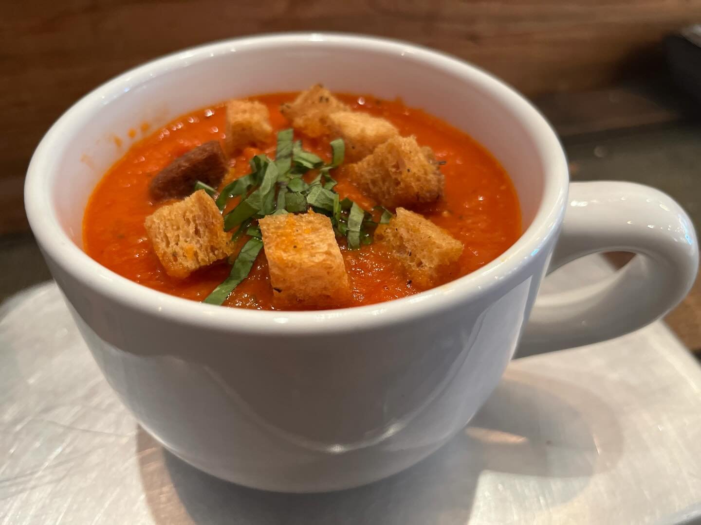 Tomato Basil Soup with Housemade Croutons