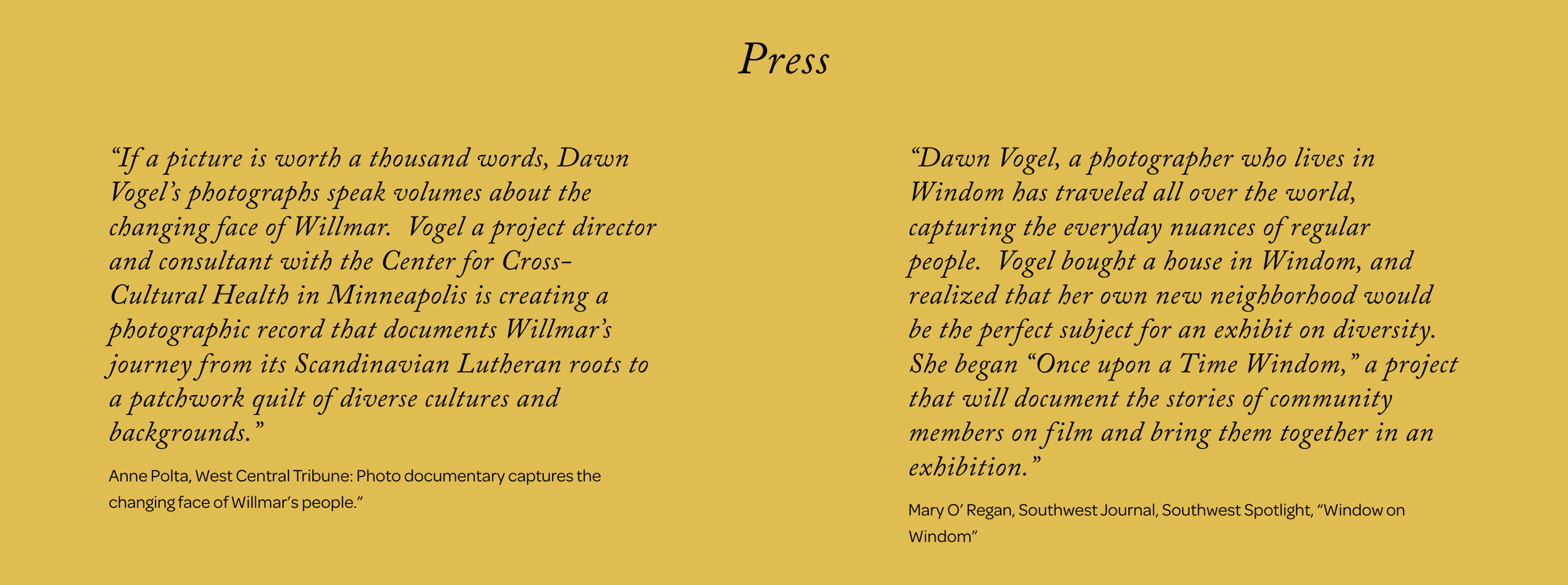 Press Quotes about Dawn Vogel