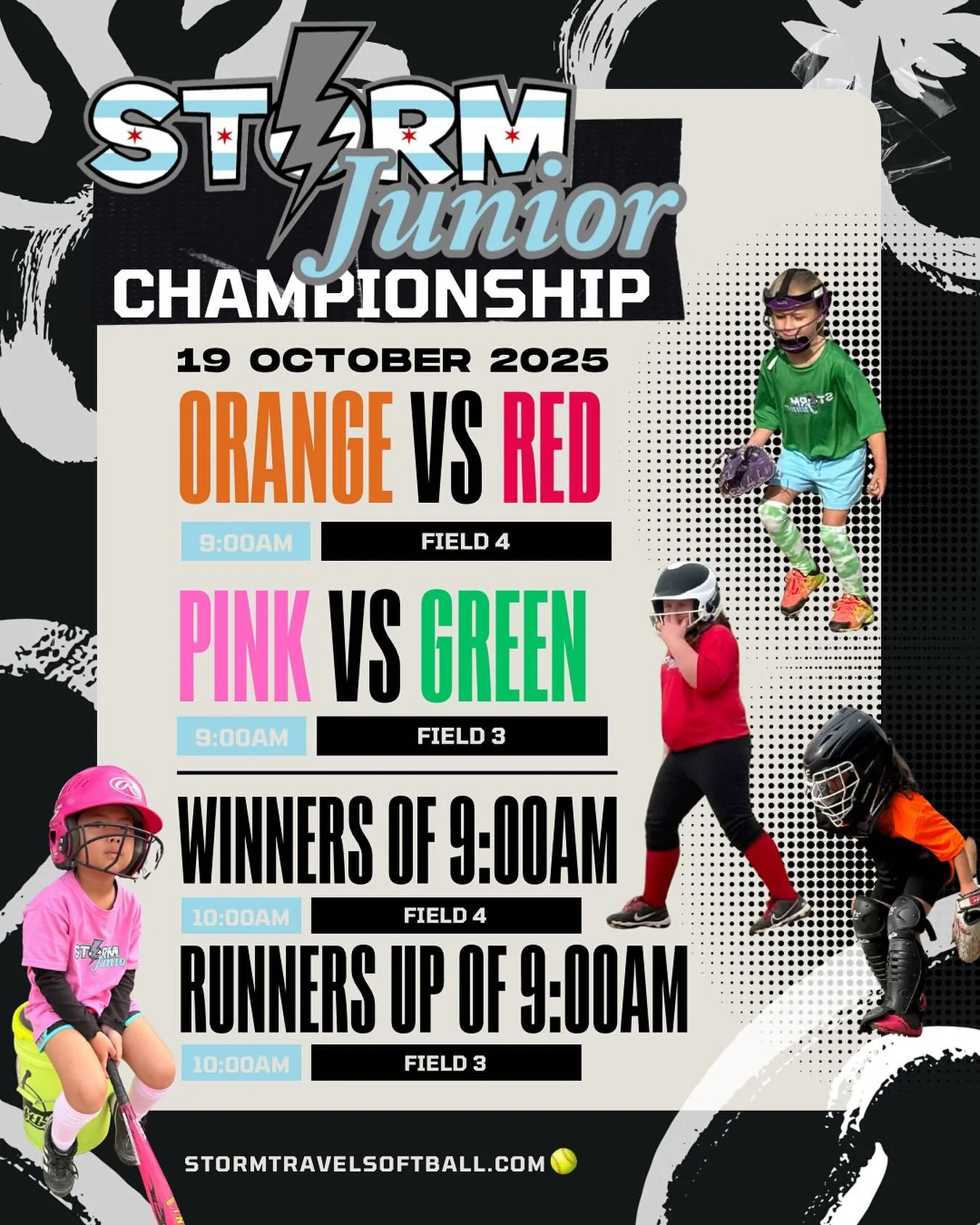Join us this Sunday, October 19th, between 9–11 AM for the Storm Jr. Championship! ⚡️🥎
Come cheer on our young players as they show off their skills and make a run for the title! Let’s bring the Storm energy and celebrate an incredible