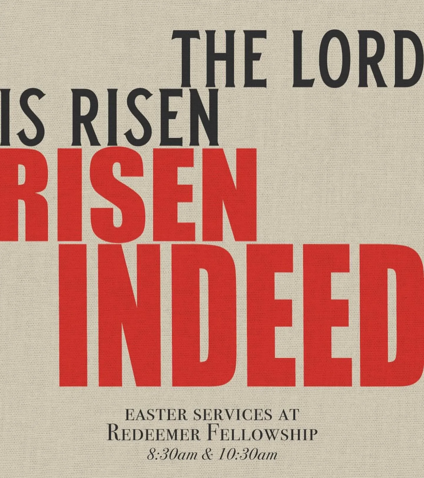 The greatest news in all of history. The tomb is empty, death has been defeated, Jesus is alive!

This Easter Sunday we will celebrate together that the Lord is risen! Join us for services at 8:30 &amp; 10:30.

A note for parents, typically kids join
