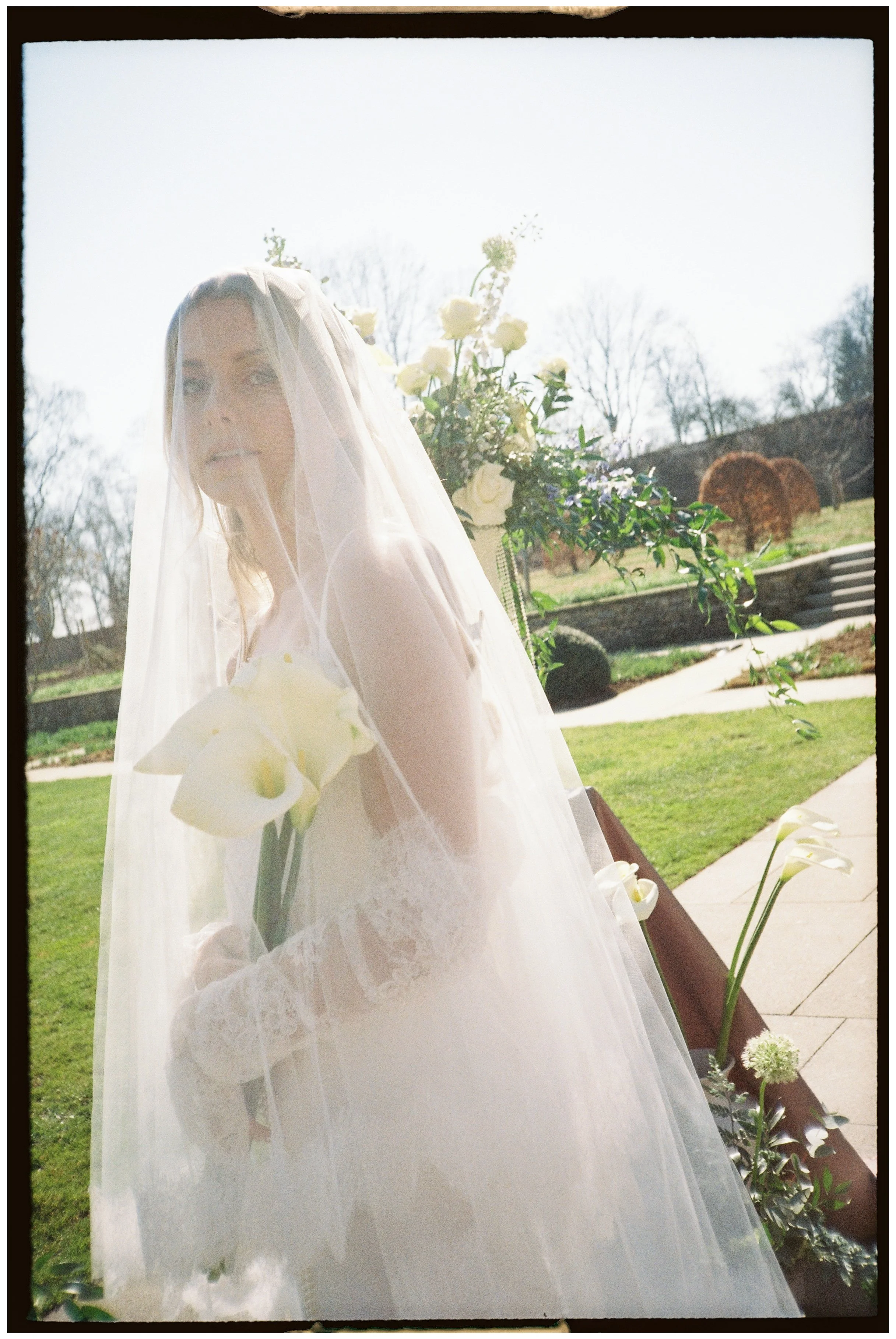  Bride in motion captured on 35mm film with slight blur and artistic softness 