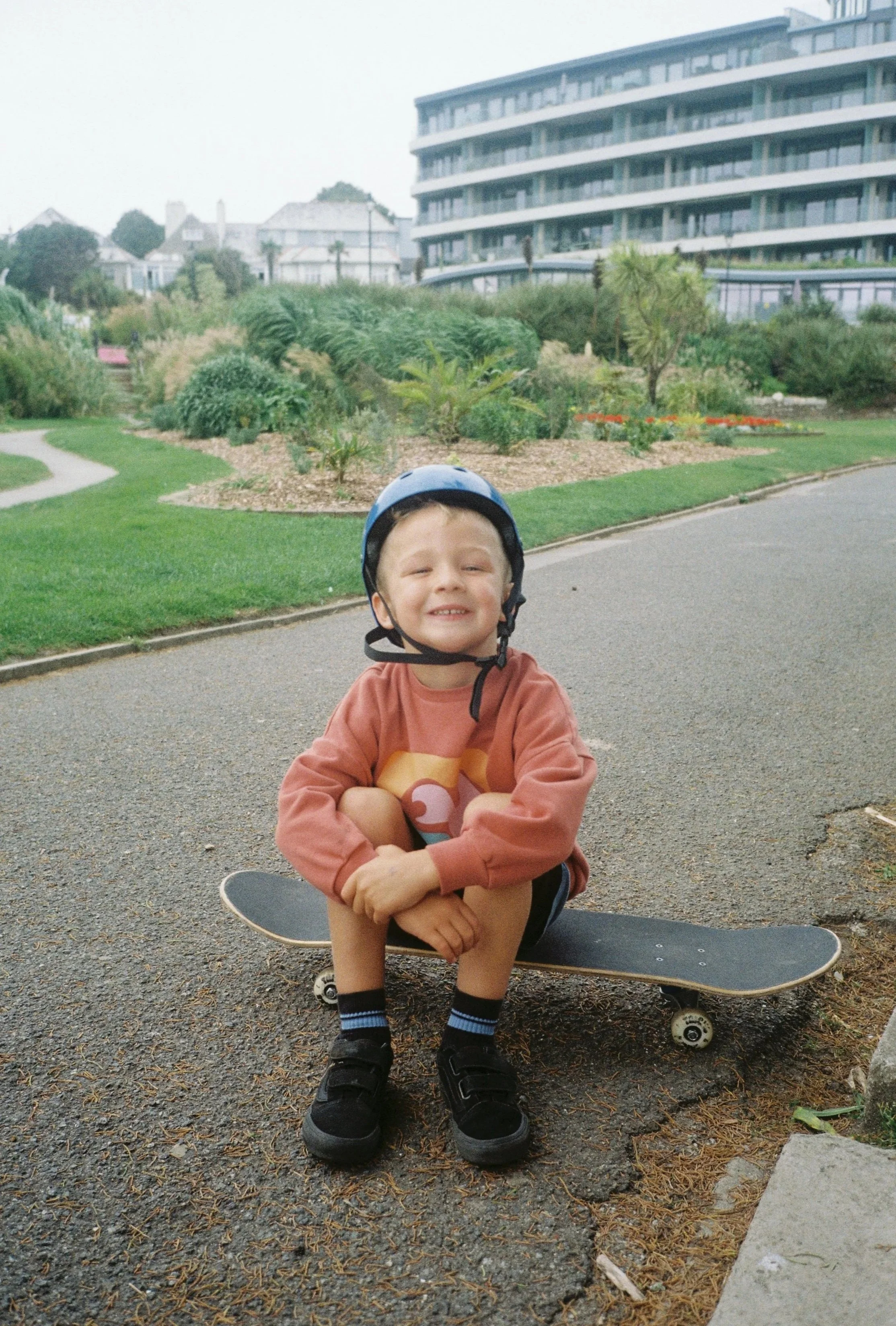 Documentary family moment captured with a soft aesthetic on 35mm film
