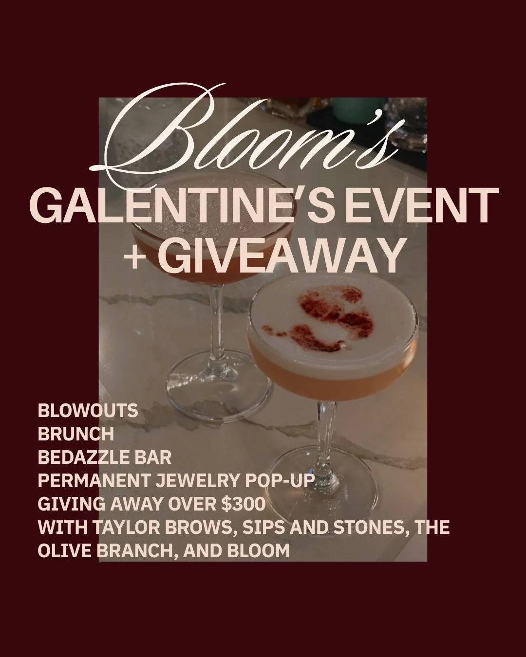 GALENTINE&rsquo;S DAY EVENT + GIVEAWAY💋

We can&rsquo;t wait to invite you to our first ever Schererville exclusive Galentine&rsquo;s Day Event hosted at our new Bloom location Saturday Feb 7th 10-2 . We have teamed up with amazing local woman owned