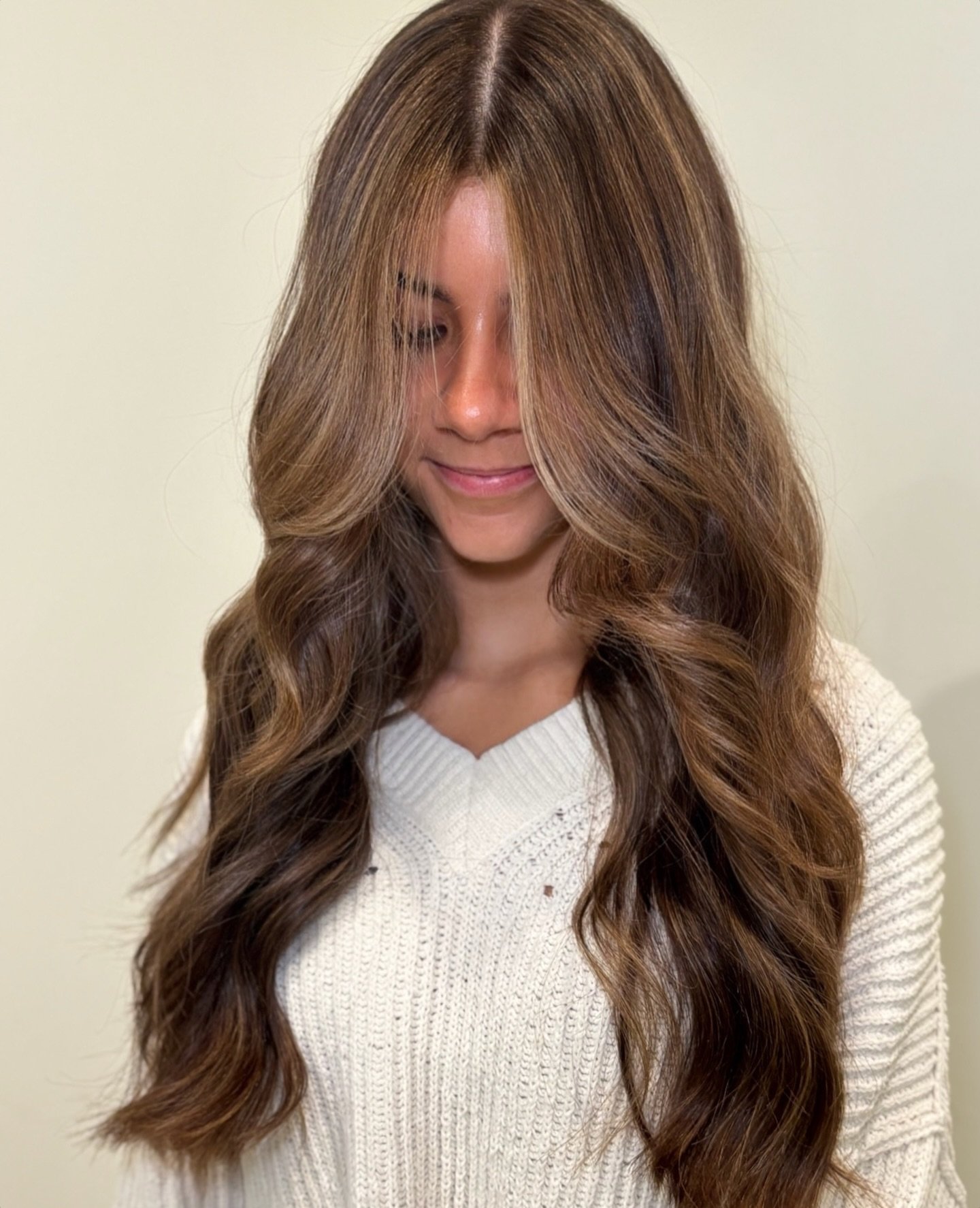 A partial highlight on a brunette can add a soft sun-kissed look that requires little maintenance and can be kept up with glossed over time . 

Hair by Kaitlin Duffy @duffy_did_this 
Book this partial highlight with Kaitlin Tuesday - Saturday in Sche