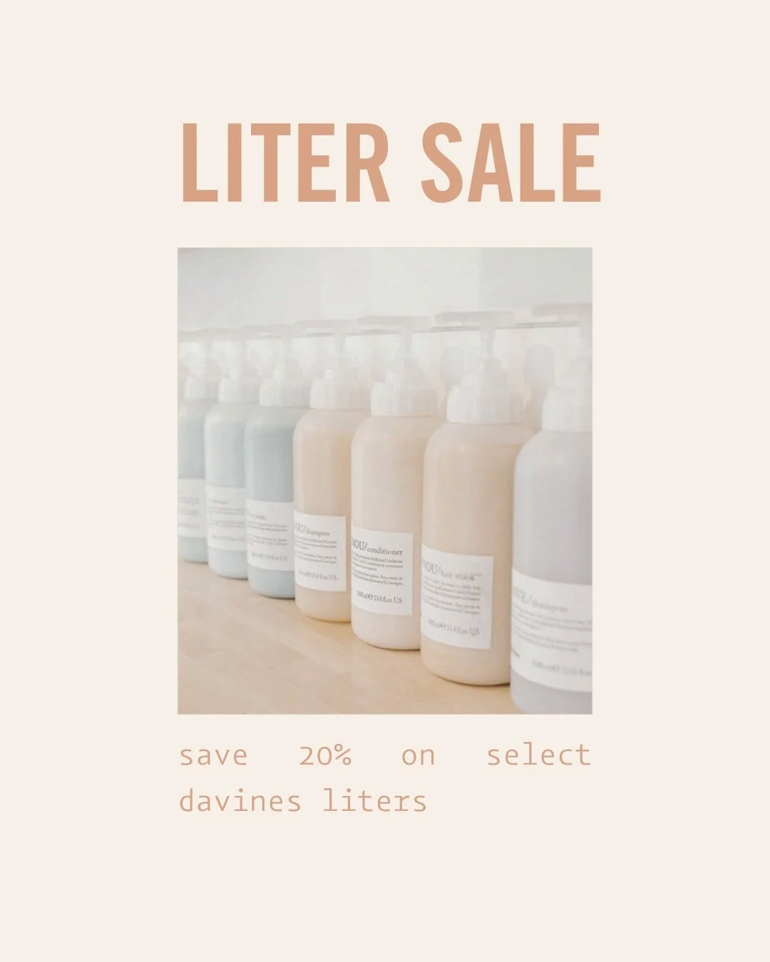 🫧Our once a year davines liter sale is happening and we are taking pre orders now through June (while supplies last)

20% off select davines shampoo and conditioner liters with free pump

🔔To order :
please call the salon or stop in to place your p