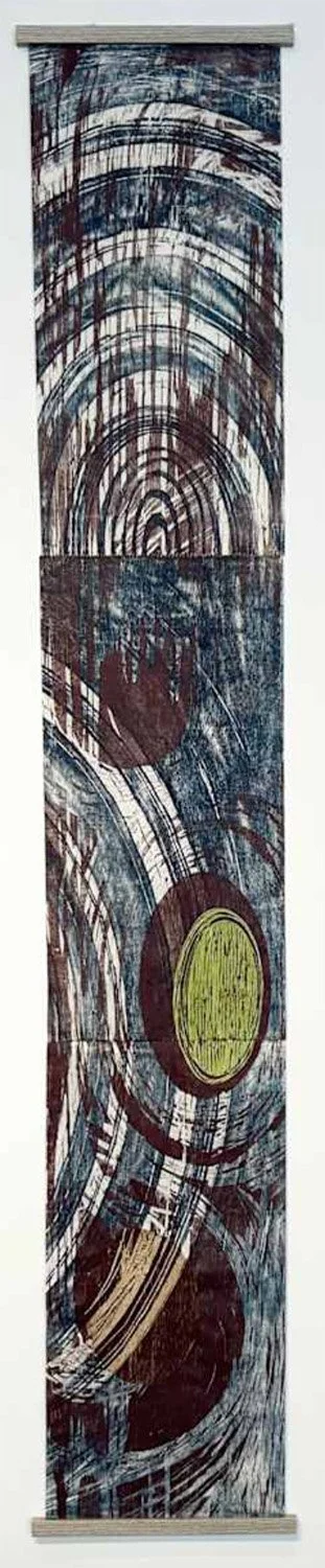 Atoll on the Waves, 2026 Woodcut, Chine Collé, and Thread on Mulberry Paper
72" x 12"
SKU: SC102
 