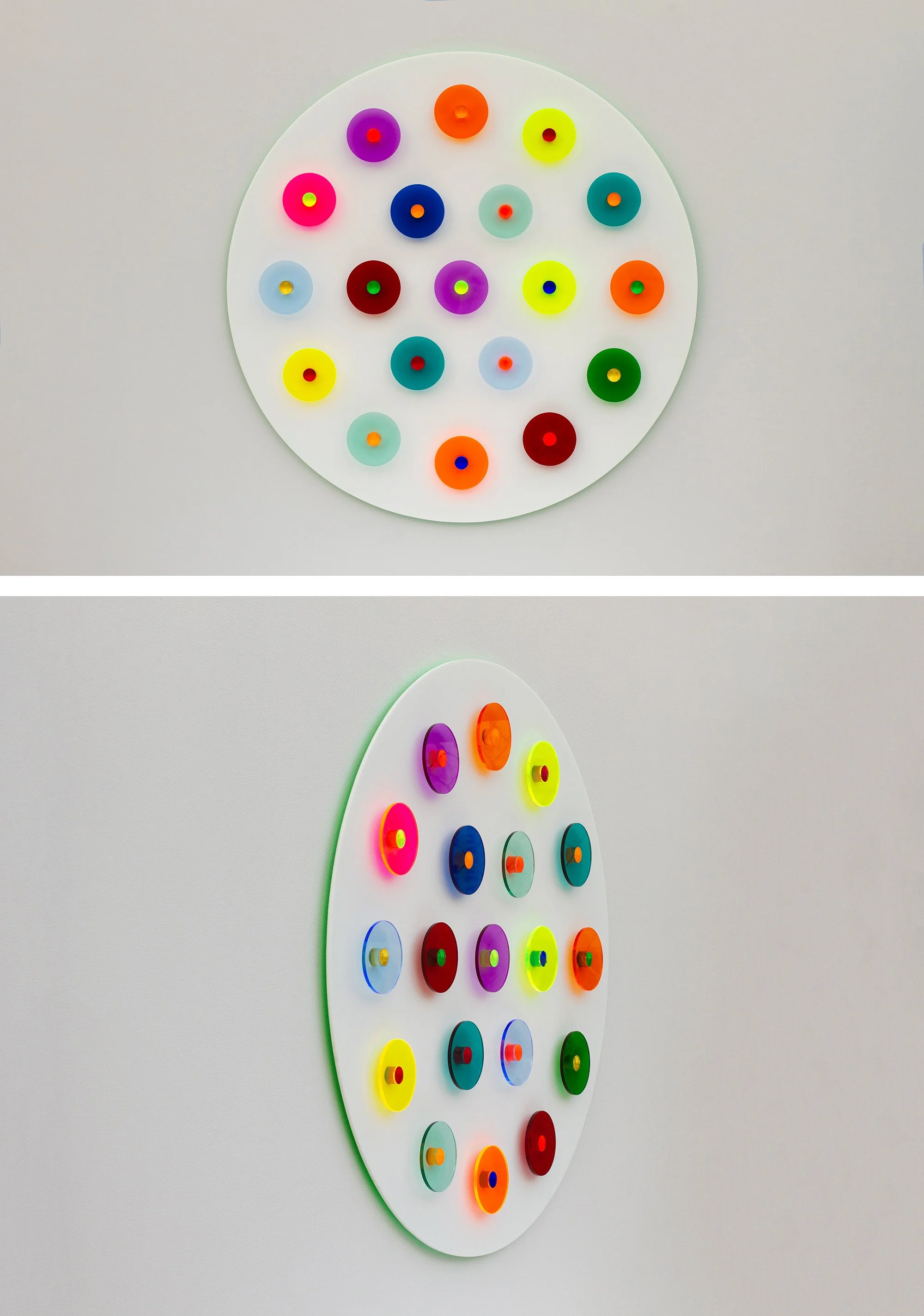 Recess For Real, 2026 
Enamel, White and Clear Acrylic Panel
35" x 35" x 1.5"
SKU: END138
 