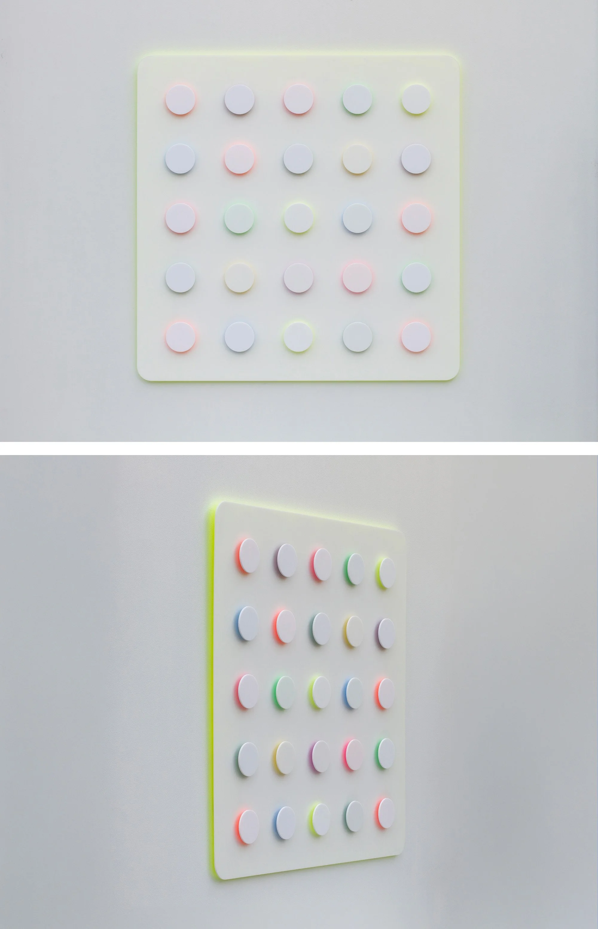 Growing Up Glowing, 2026 
Enamel and Acrylic Panel
46.6" x 46.6" x 1.5"
SKU: END133
 