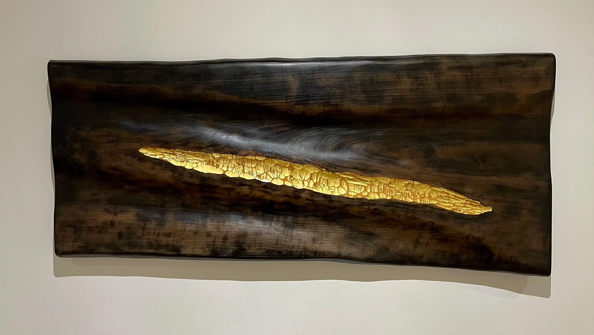 Mist Canyon Wood, Stain, and Gold Leaf
24" x 53" x 2"
SKU: JB118
 
