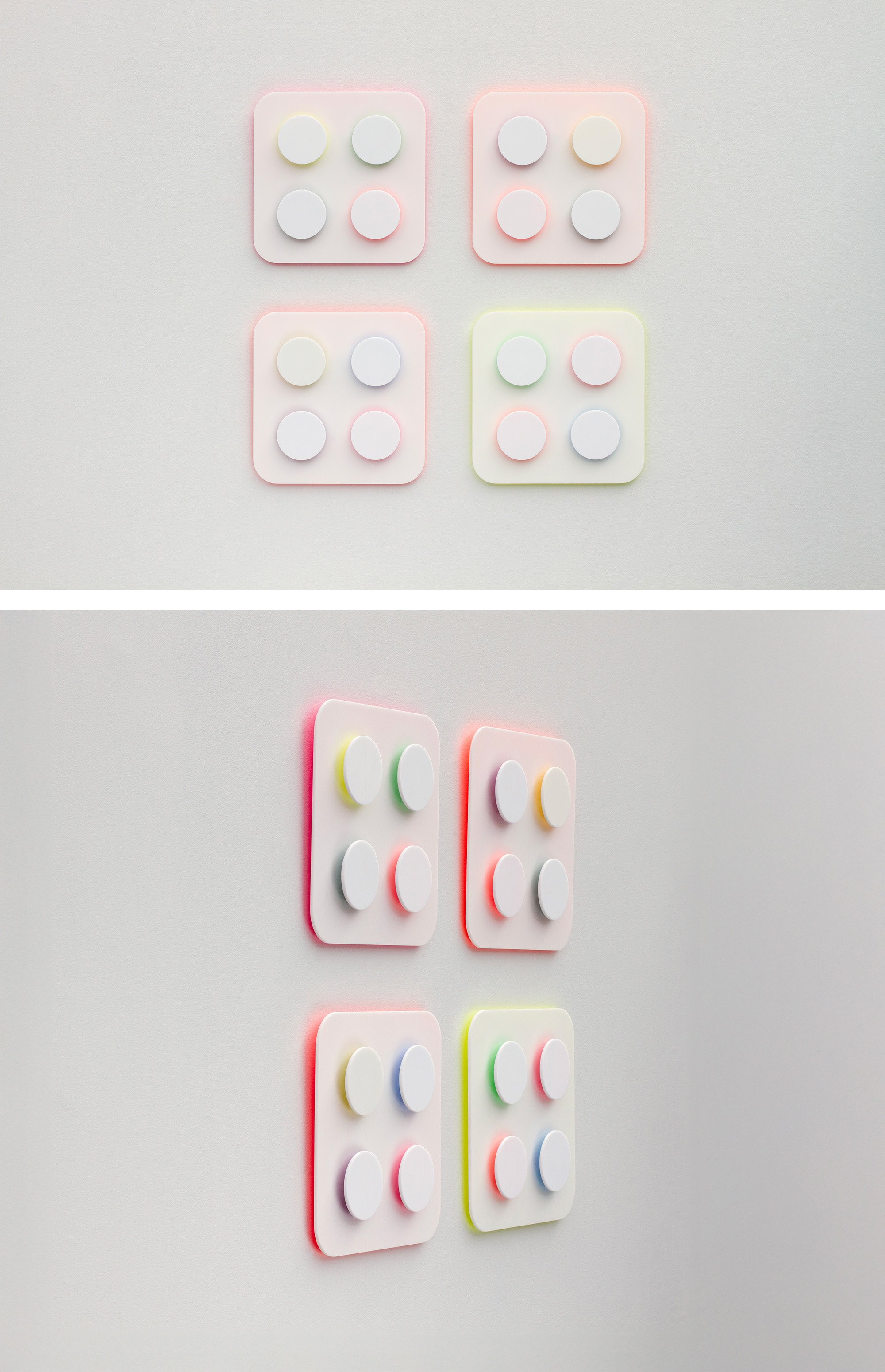 Connect The Dots Later, 2026 
White acrylic sheet, clear acrylic rods,  and enamel paint
14" x 14" x 1.5"
SKU: END126
 