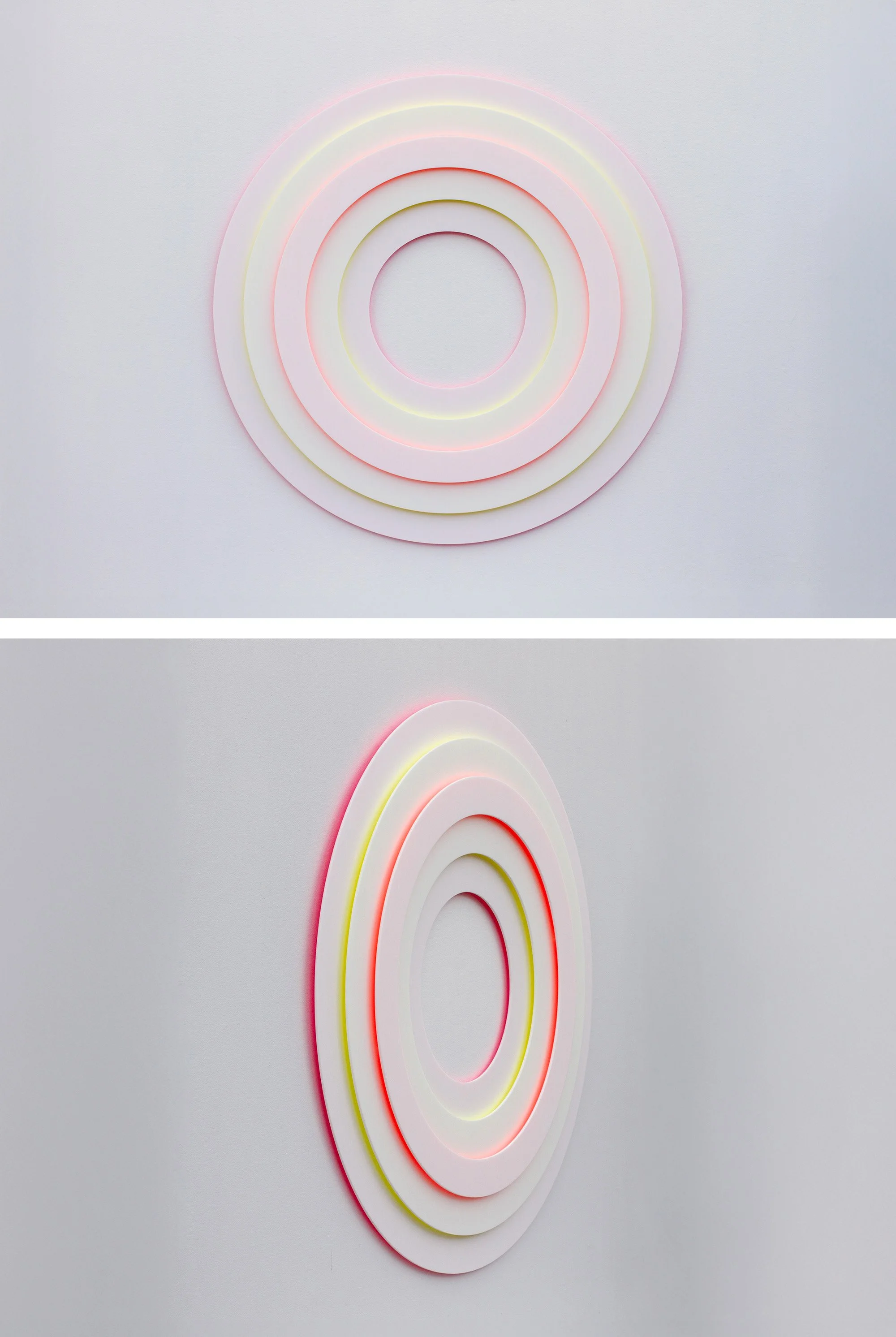 Circles of Quiet Questions, 2026 
Enamel and Acrylic Panel
46" x 46" x 2.25"
SKU: END130
 