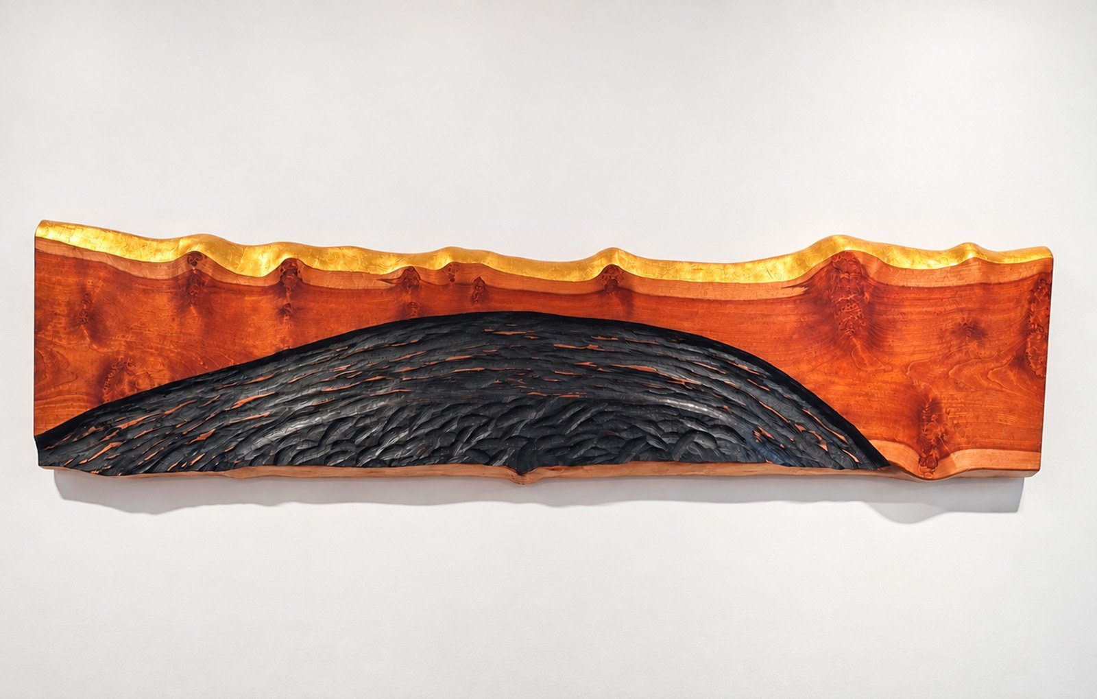 Prairie Poem, 2026 Wood, Stain, and Gold Leaf
17" x 69" x 2"
SKU: JB119
 