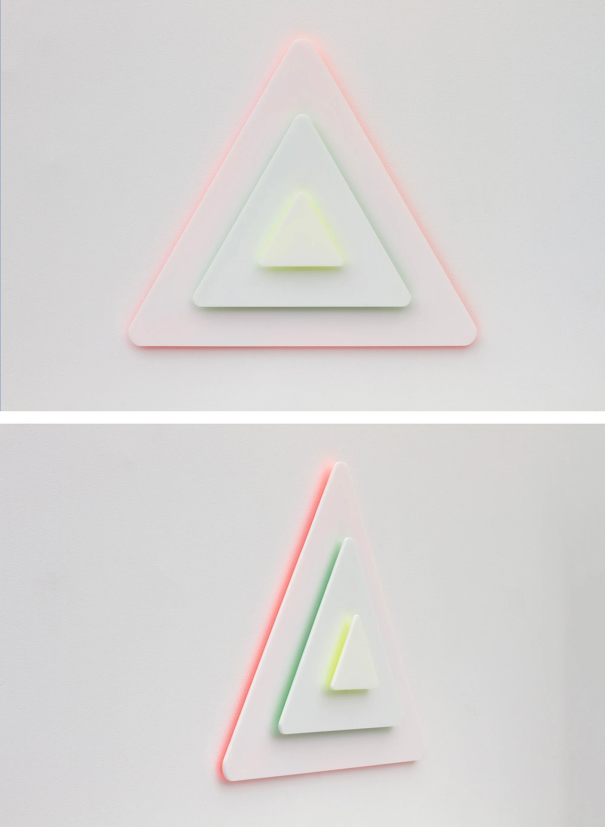 Triangulation of Trust, 2026 
Enamel and Acrylic Panel
19" x 22" x 2.25"
SKU: END142
 