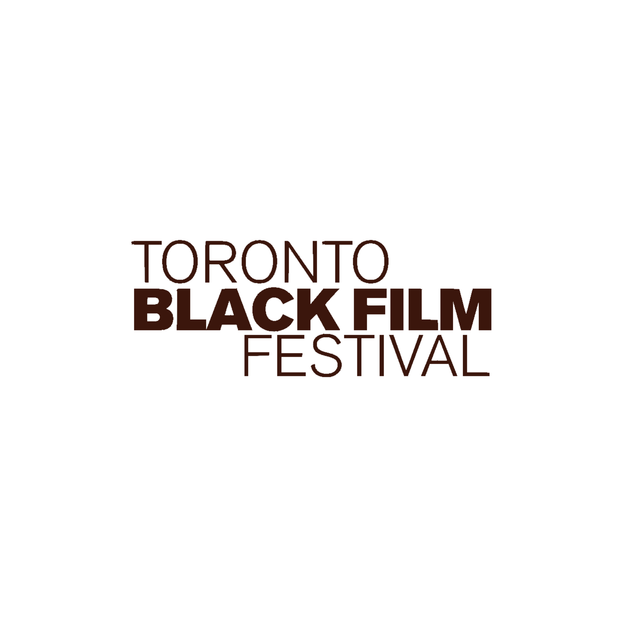 Logo for the Toronto Black Film Festival with black background, red and white text.