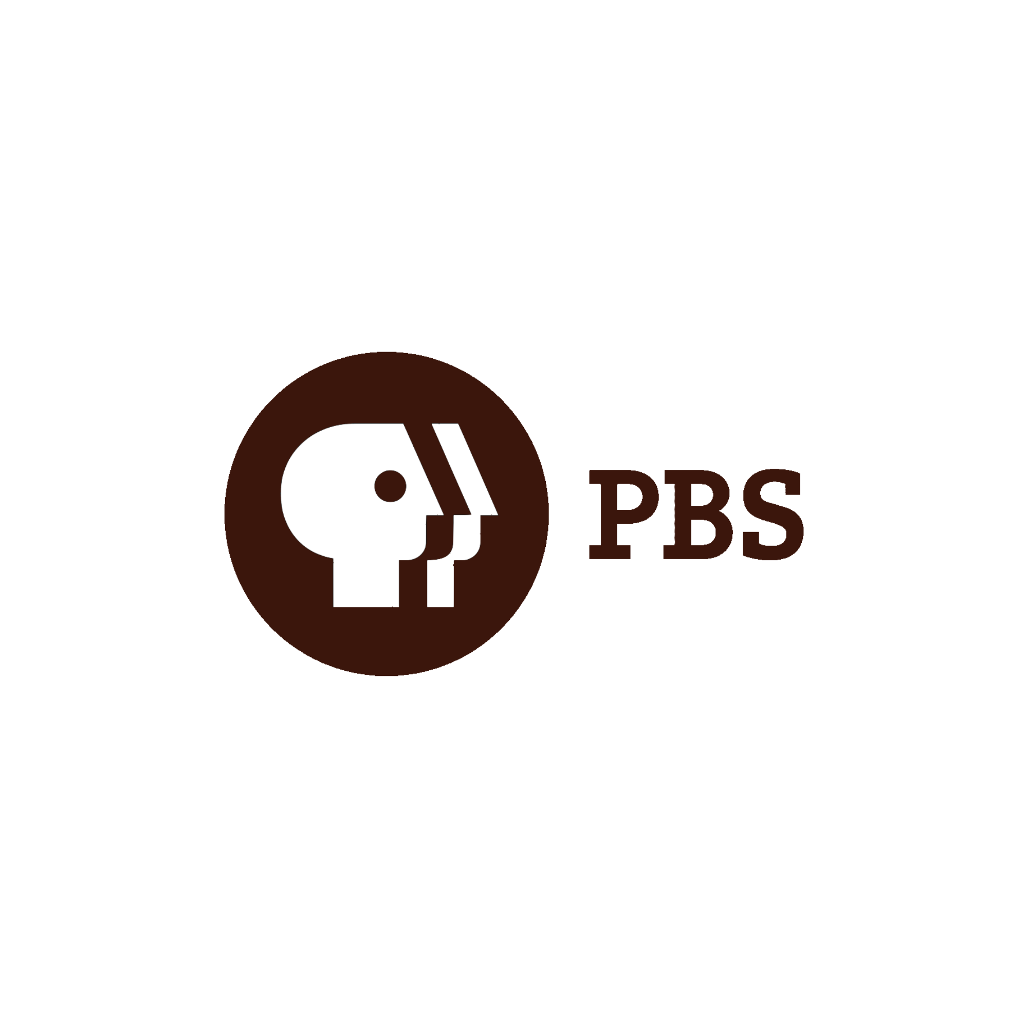PBS logo featuring three black profile silhouettes of human heads inside a brown circle, with the letters 'PBS' to the right.
