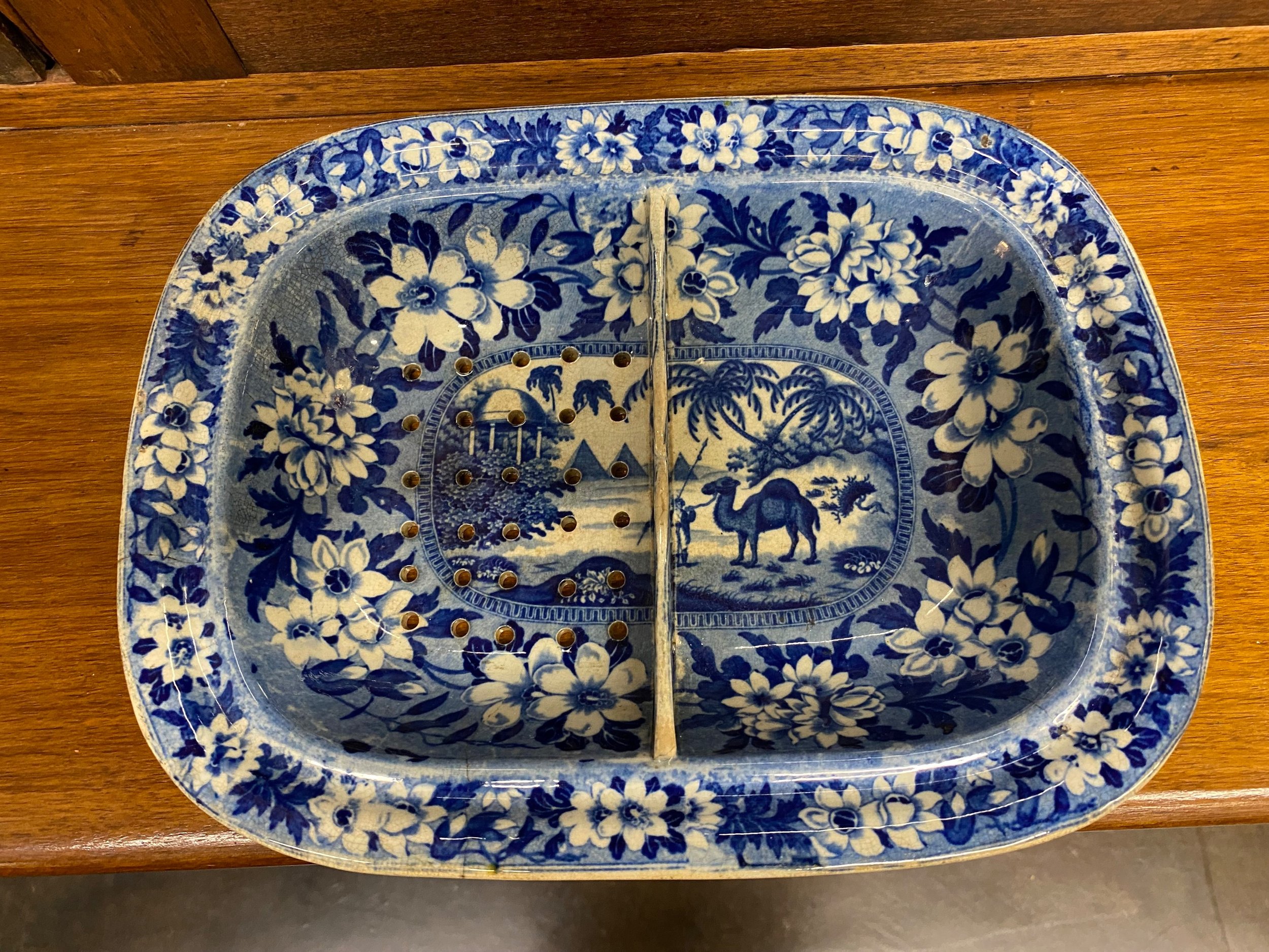 Rare ironstone bowl with strainer