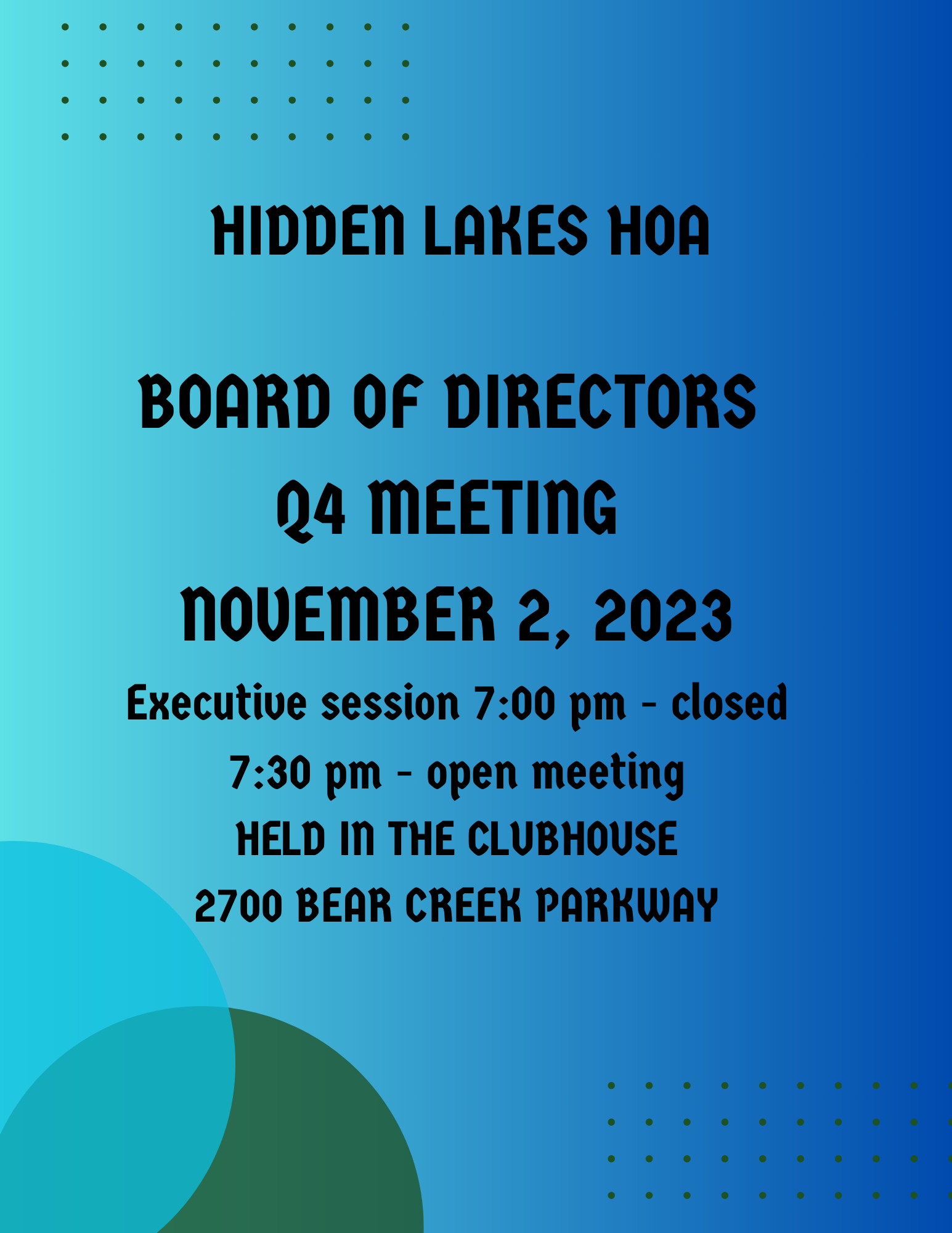Events — Hidden Lakes HOA
