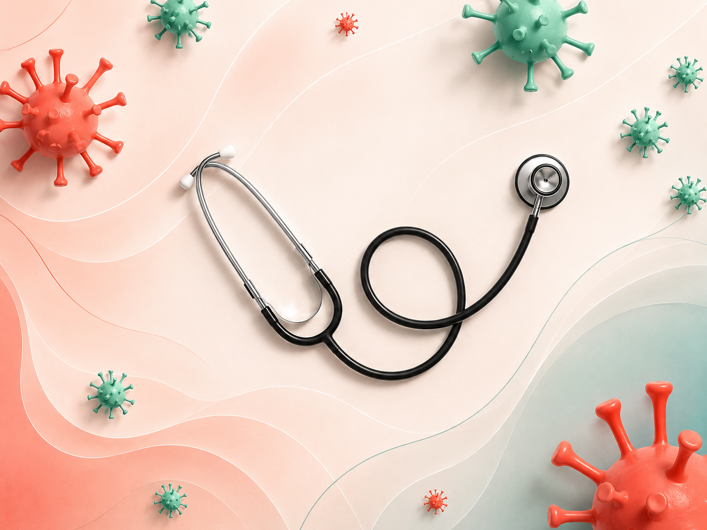 Influenza Insights Analysis project image featuring a stethoscope and virus illustrations.