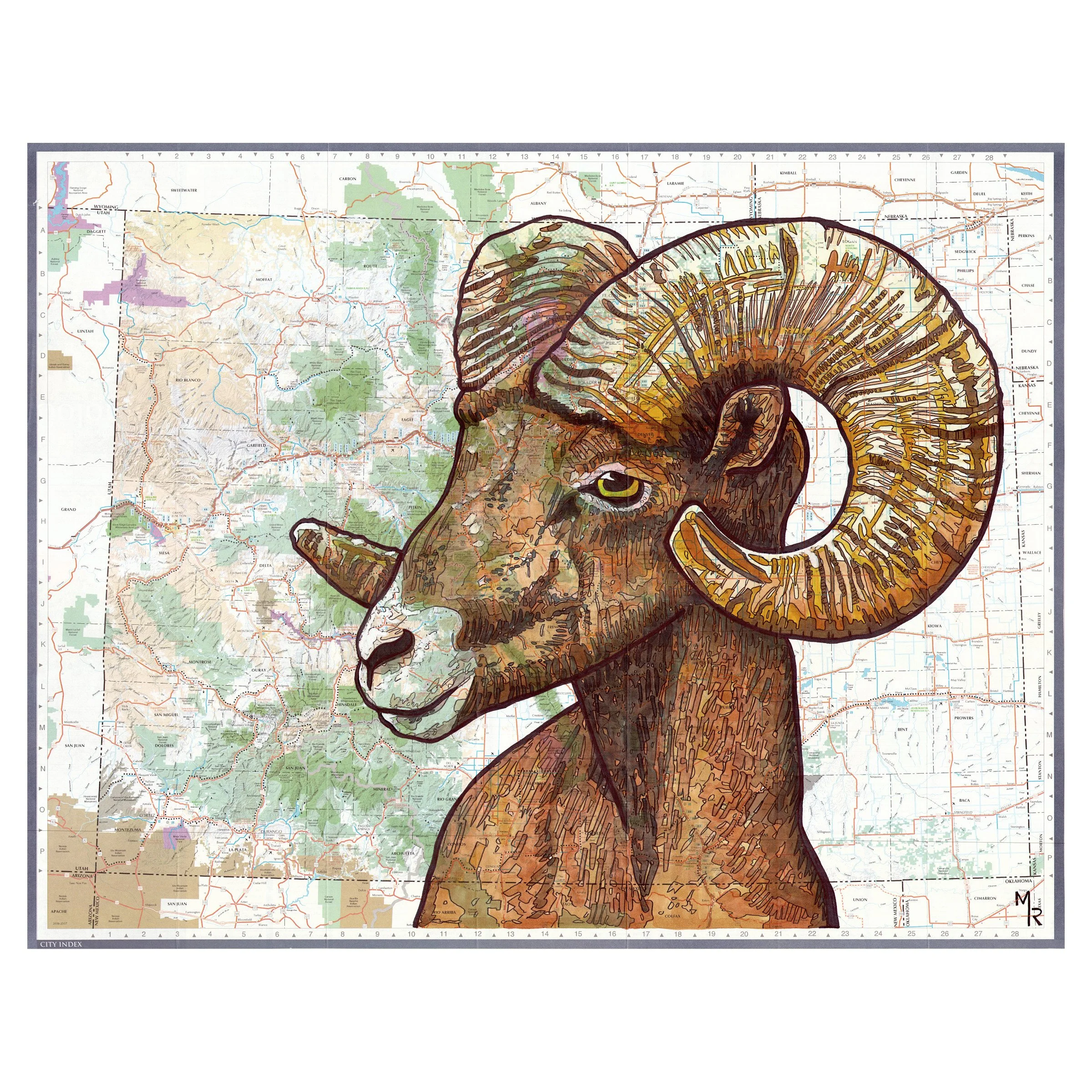 Colorado Bighorn Sheep Print - 20" x 16"