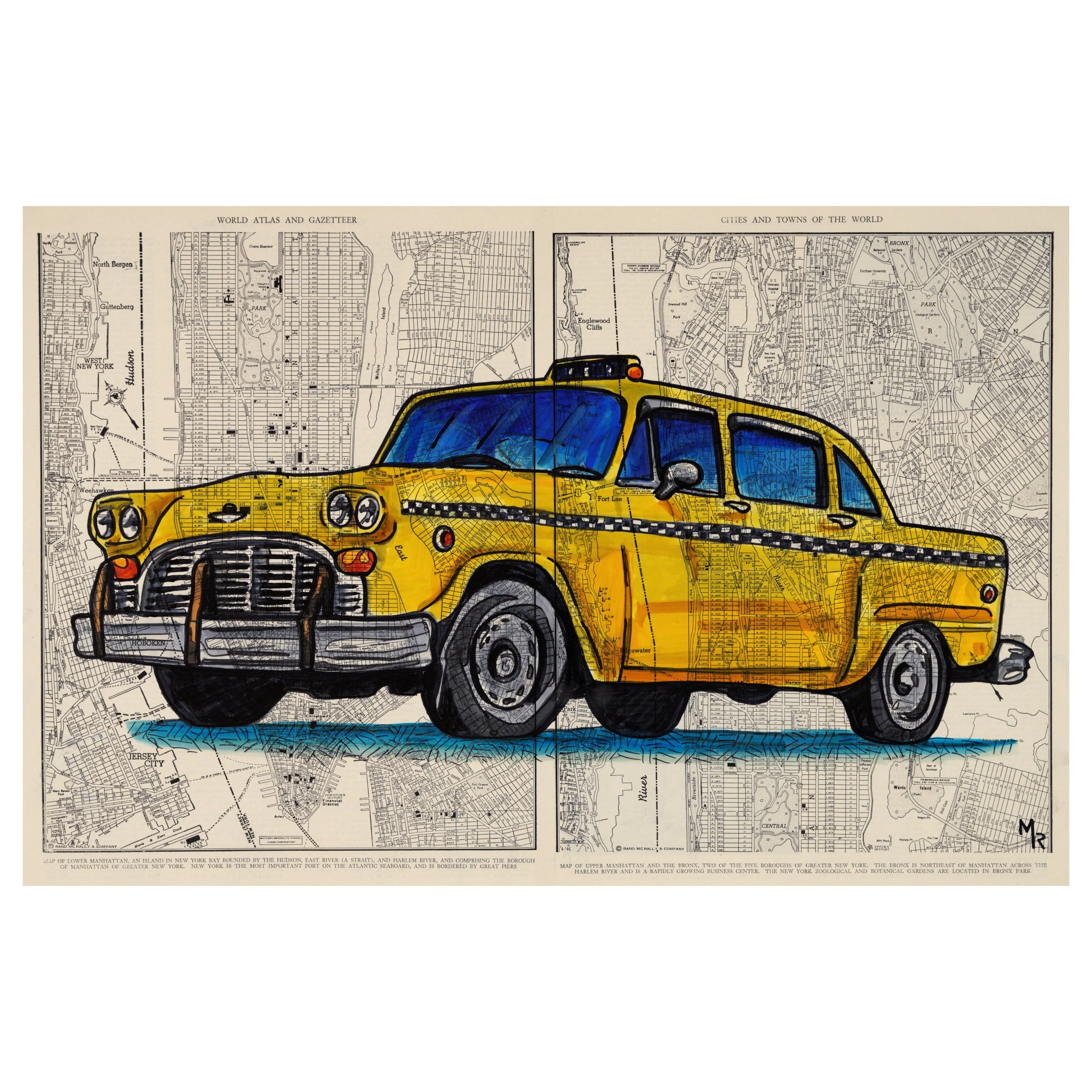 New York Cab Wall Art Print - 24” x 16”