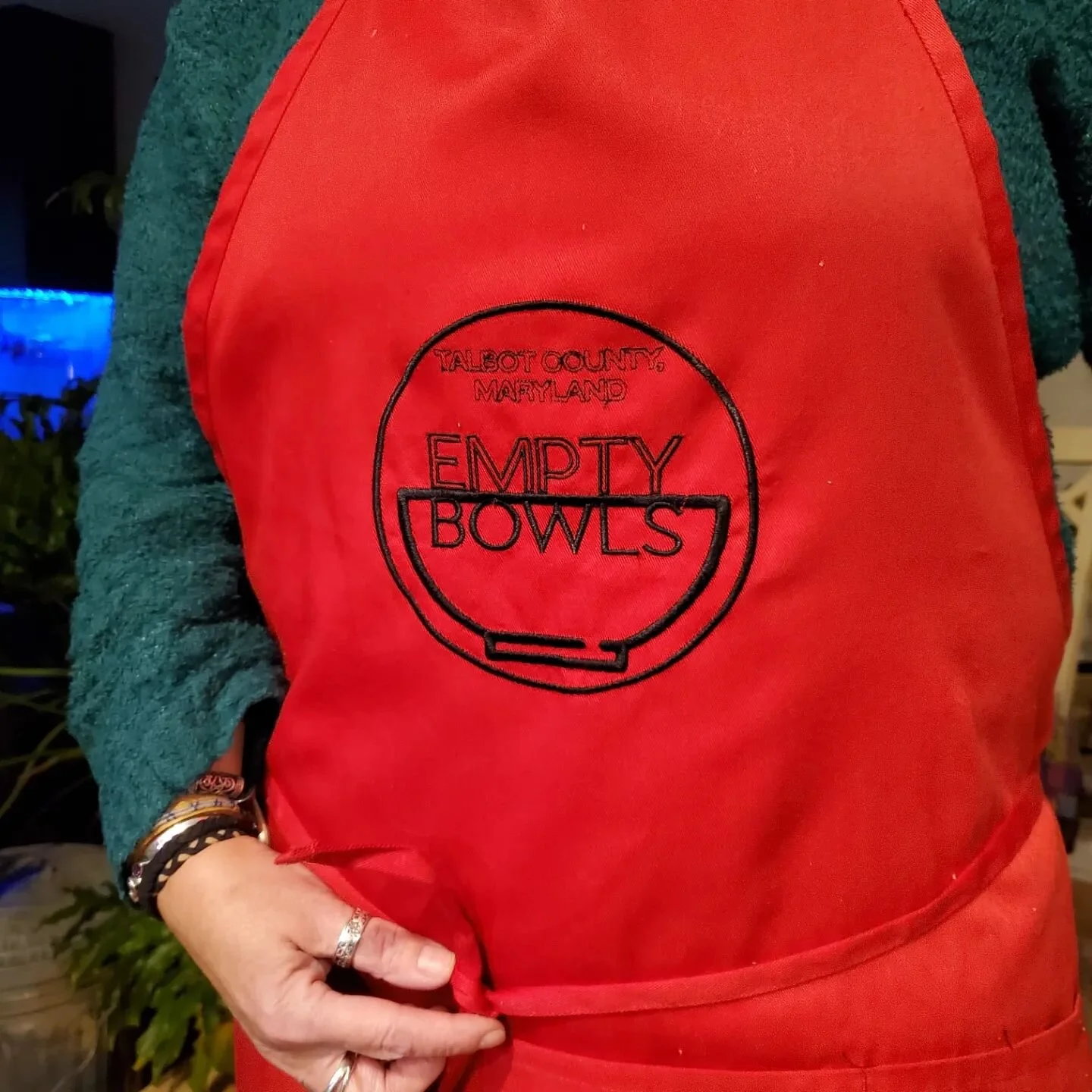 Thanks to pamobrien@gmail.com for embroidering our aprons for the Talbot County Empty Bowls Community Dinner dinner and making us look so official!!!