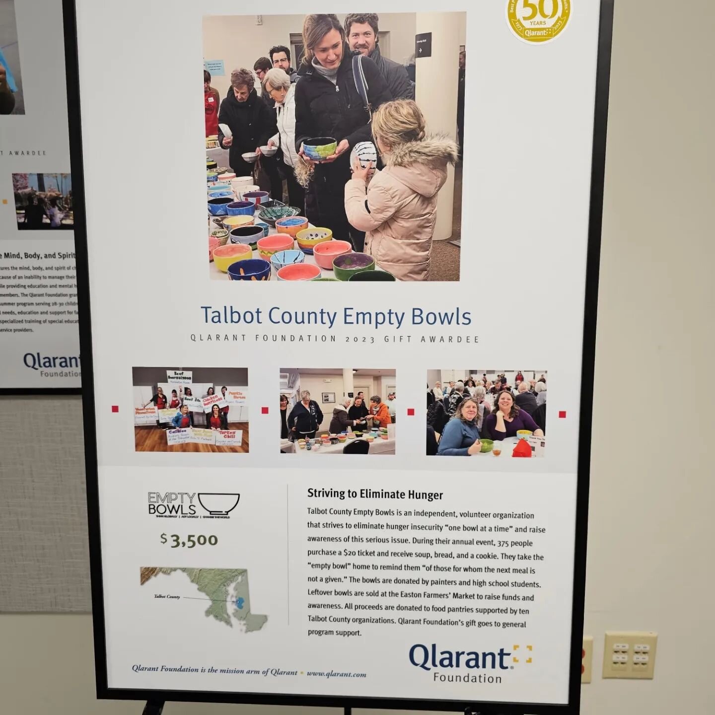 Thanks to @Qlarant for this generous grant and for helping us to fill more Empty Bowls in Talbot County. We are so grateful for all your support! It was wonderful meeting you all at the luncheon!