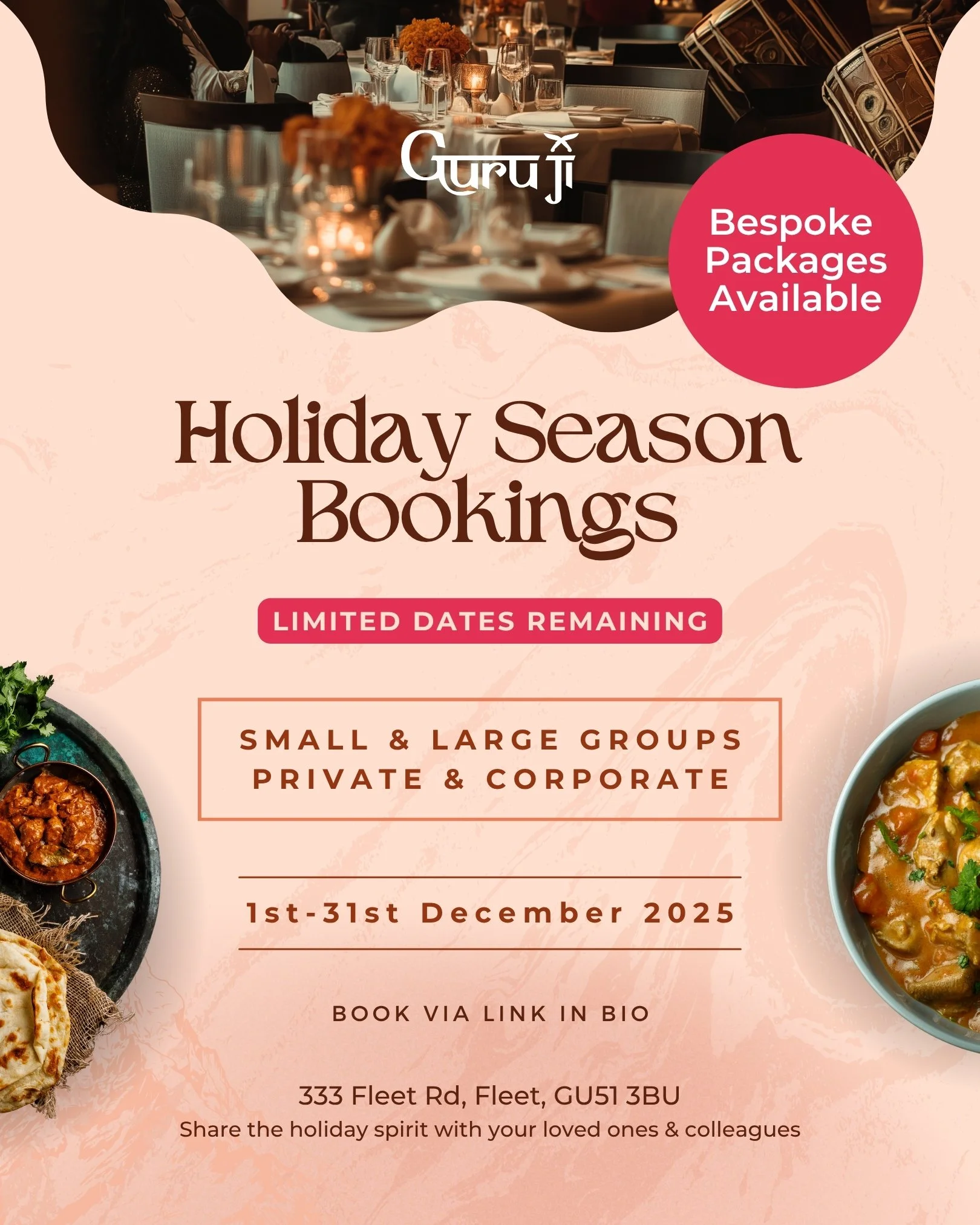 FESTIVE GROUP BOOKINGS 2025 AT GURUJI – CELEBRATE THE SEASON IN STYLE
