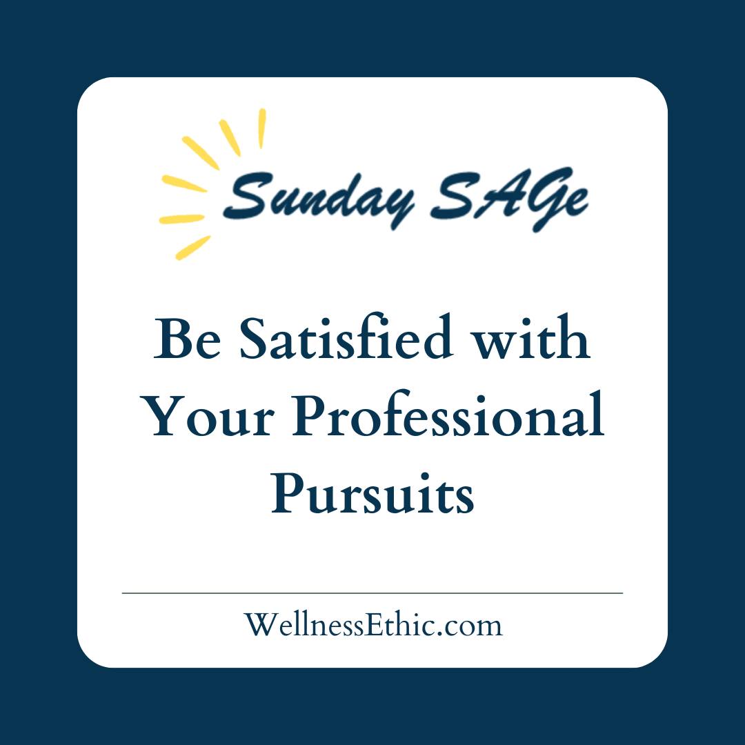 Sunday SAGe logo with title: Be Satisfied with Your Professional Pursuits