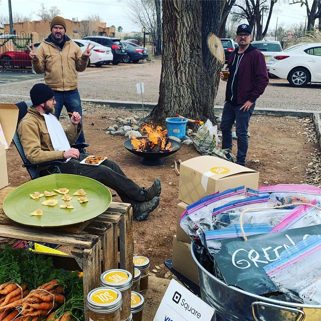 Three very (un)wise men. 
This is how we Farm Stand at Sol Harvest! We&rsquo;re here until 3ish in front of La Parada/Farm &amp; Table...
#stopandshop 
#modernfarming 
#gentlemenfarmers 
#goofballs 
#solharvestfarm