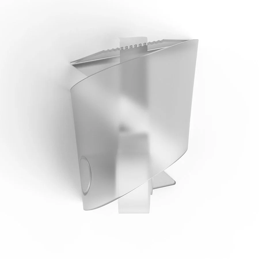 A transparent tape dispenser on a white background