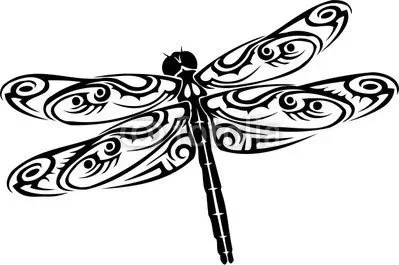 Tribal dragonfly tattoo design with intricate wing patterns.