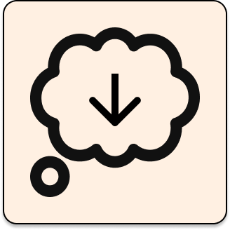 Thought cloud with down arrow to demonstrate trapped in negative thought loops