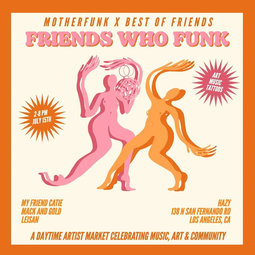 This Saturday!!! 🧡 bring ya funky self 🪩✨ @motherfunk_events honored to be among such talented LA artists!! 
.
.
#art #music #la #losangeles #localartists #events