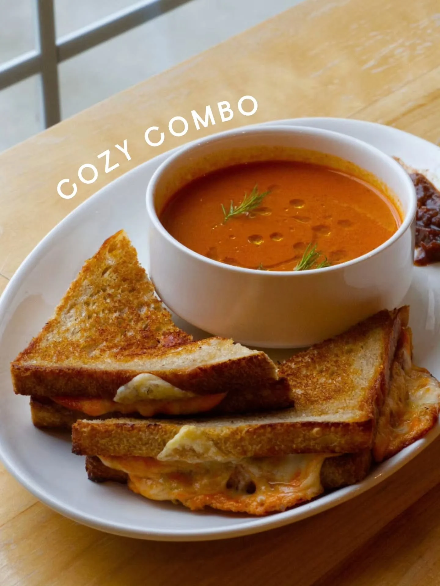 We love dipping and so do you! Our Cozy Combo is back to get you through the week! crisp sourdough grilled cheese + hot soup of the day = instant dippable happiness 🤤