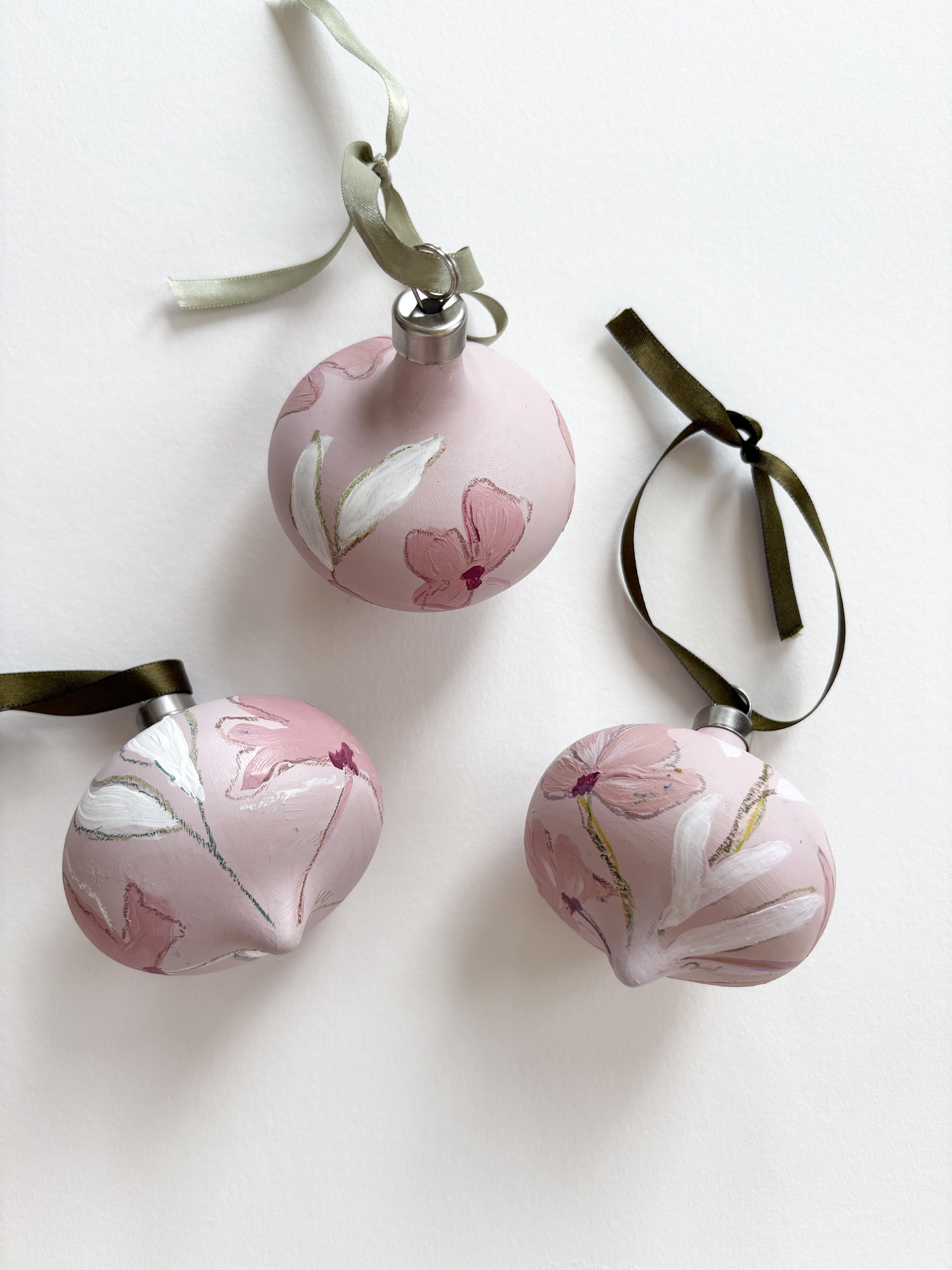 Pink Floral Bauble Ornament