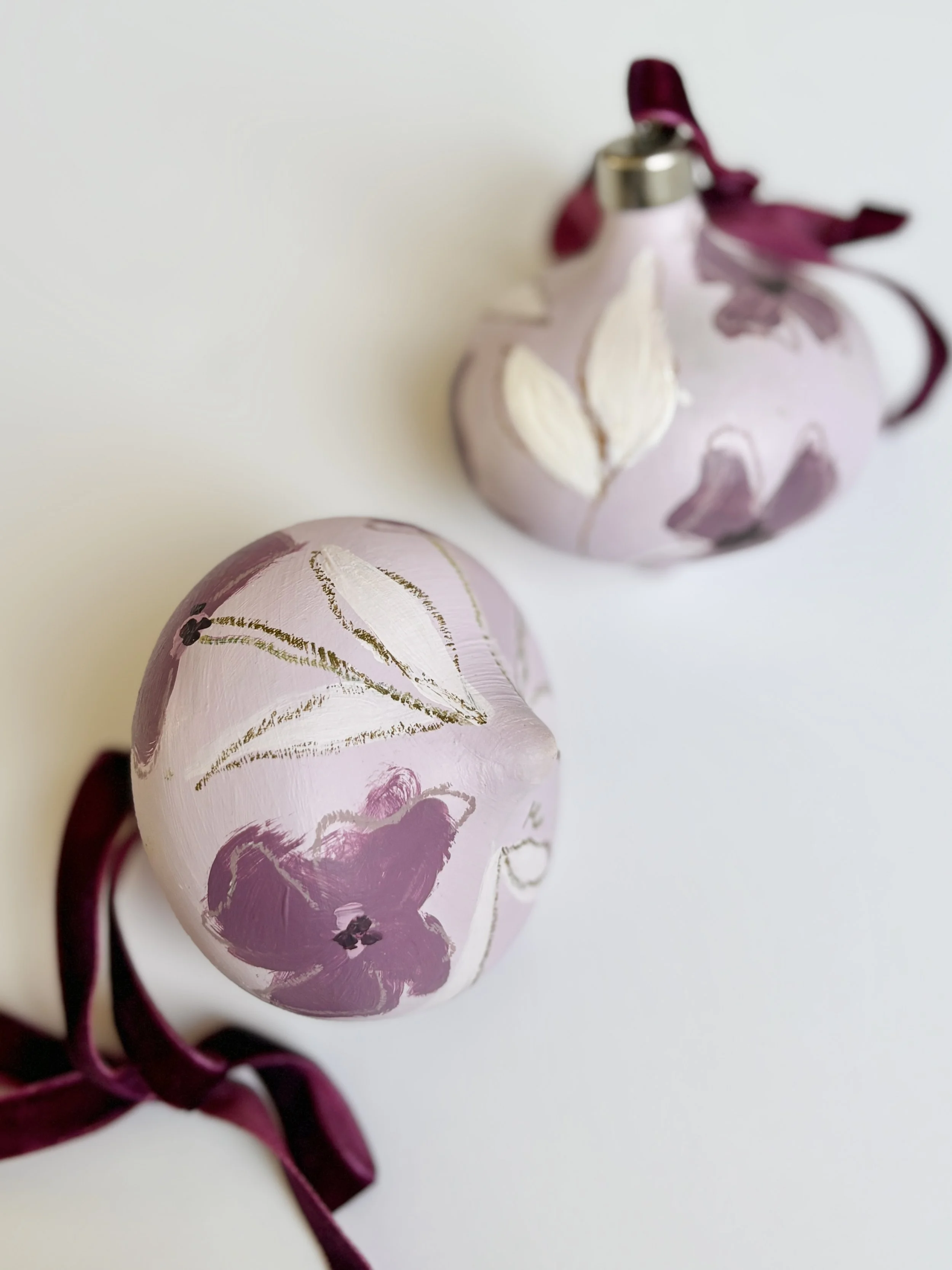 Violet Floral Bauble Ornament