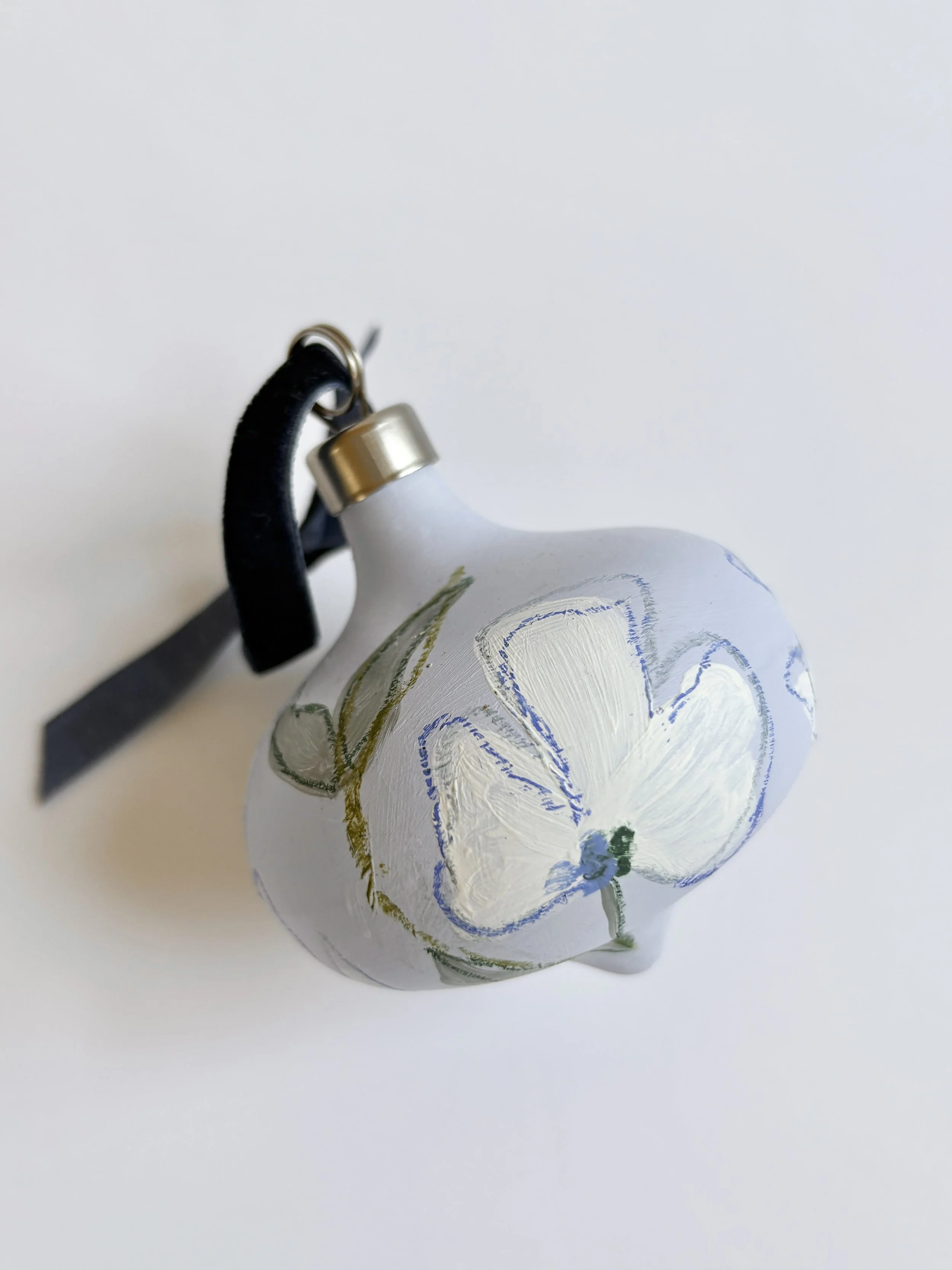 Blue Floral Bauble Ornament
