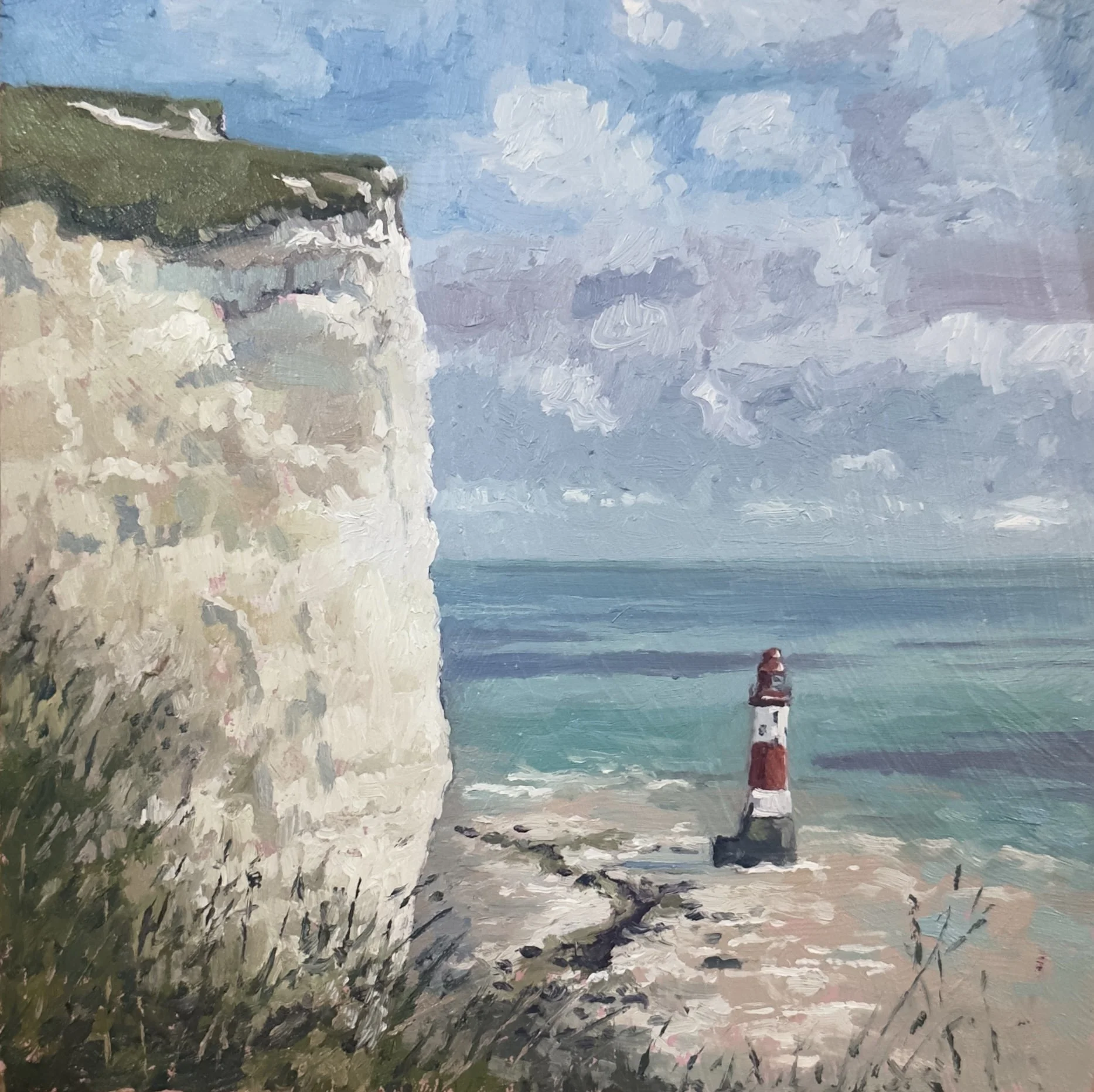 'Chalk and Salt Water', oil on board, (20x20cm), 2026 (£495.00 Available in shop)